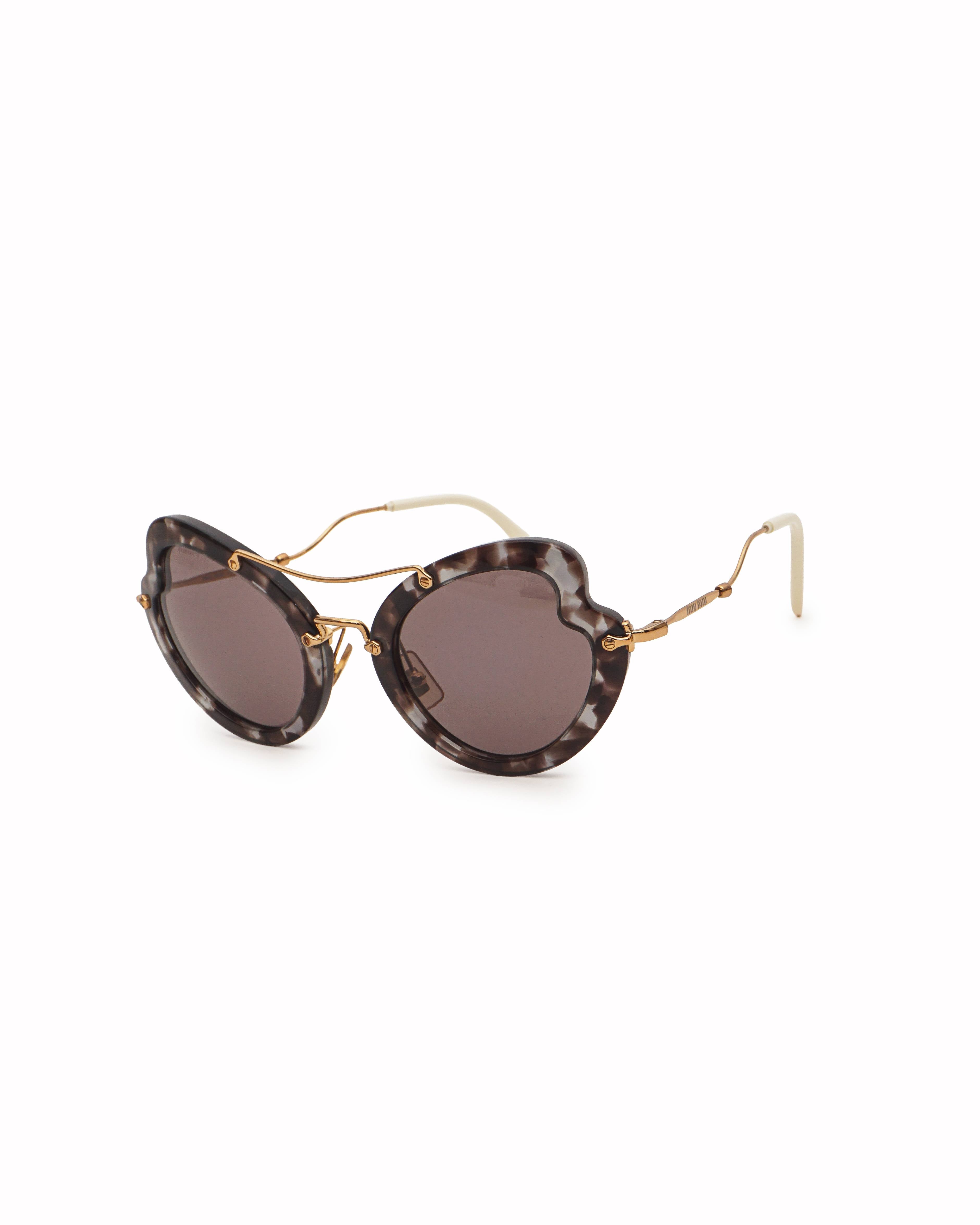 Miu Miu Tortoiseshell Acetate Reveal Butterfly Sunglasses