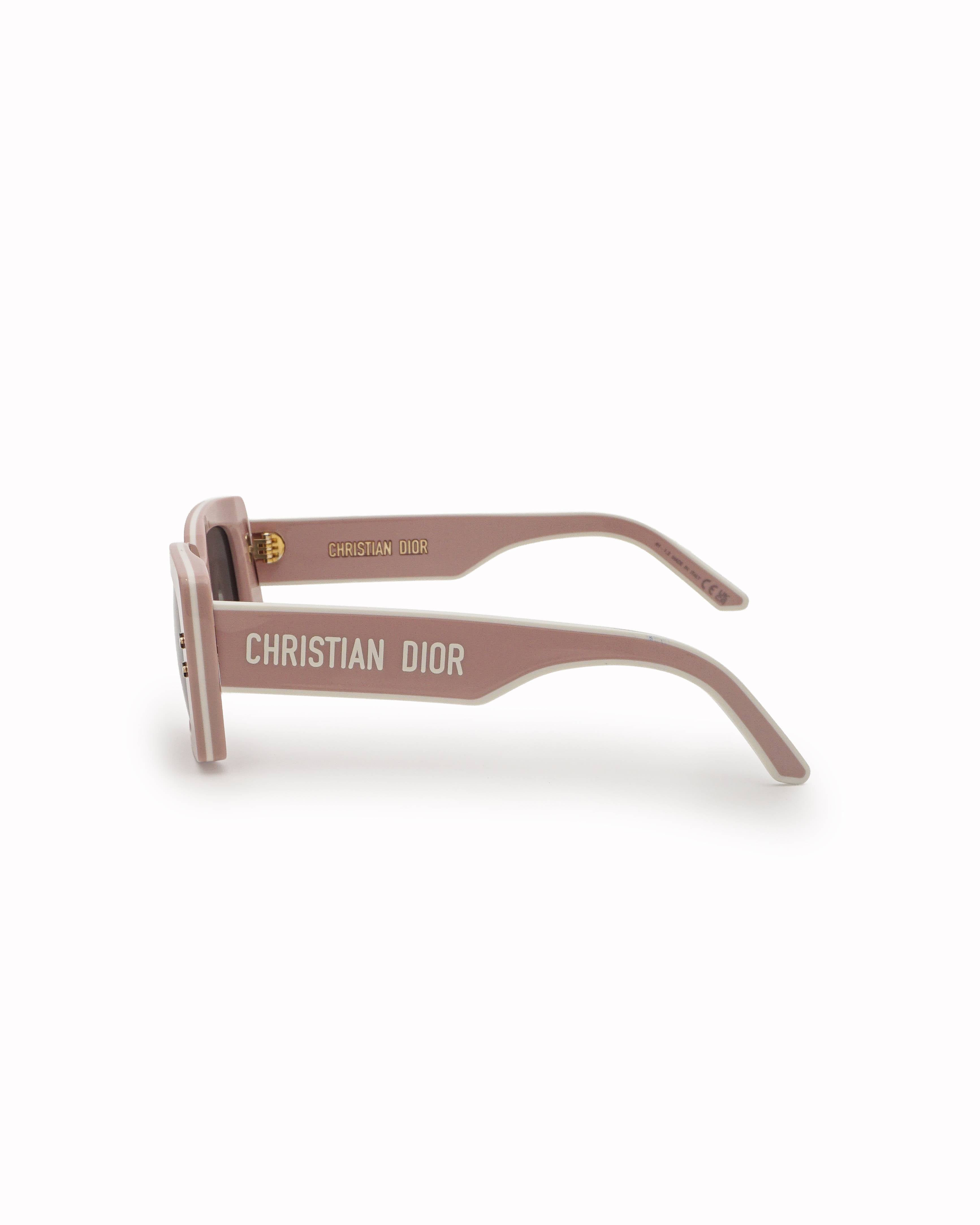 Christian Dior Powder Pink Acetate Rectangular Star Detail Sunglasses