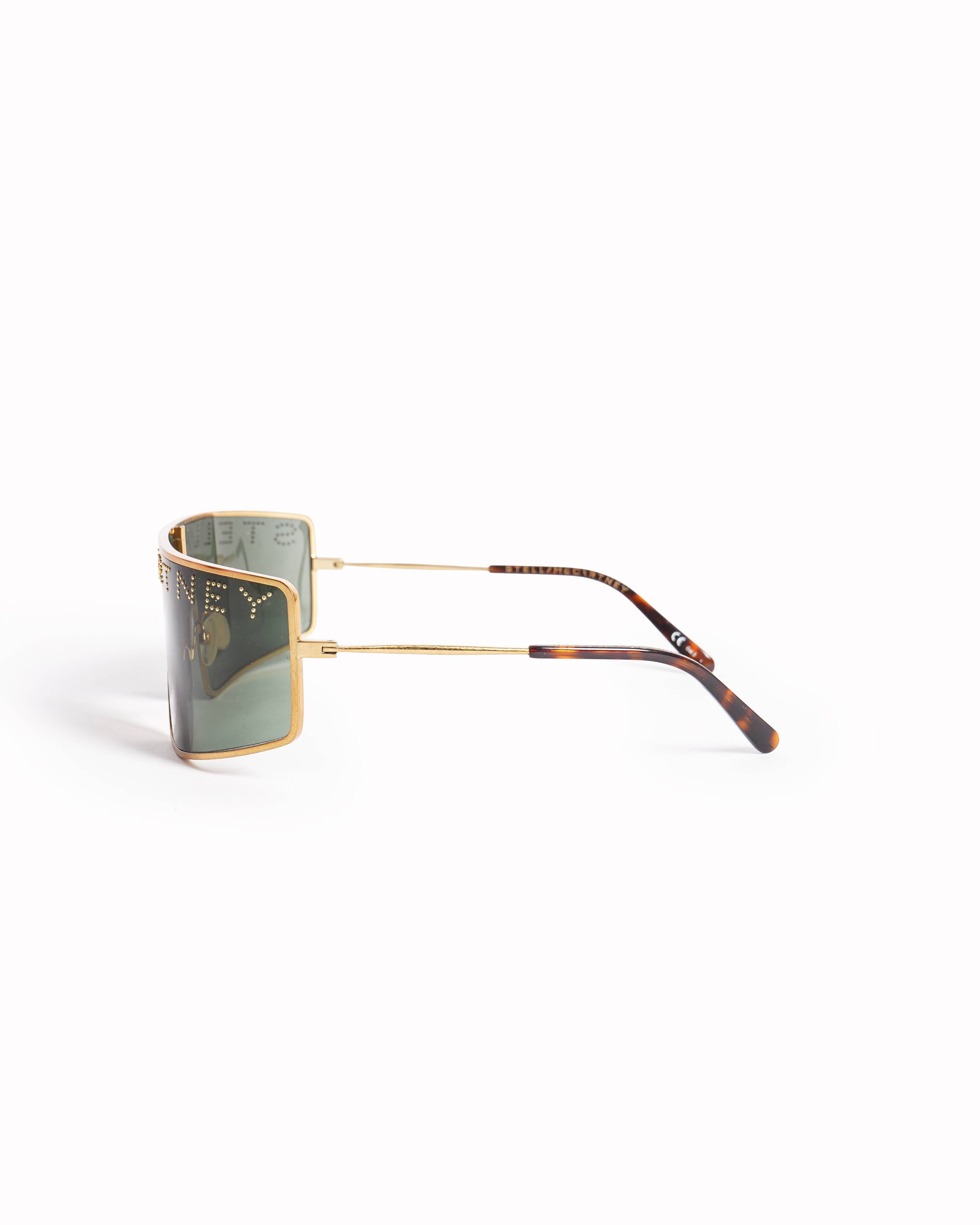 Stella McCartney Gold Logo Studded Shield Sunglasses