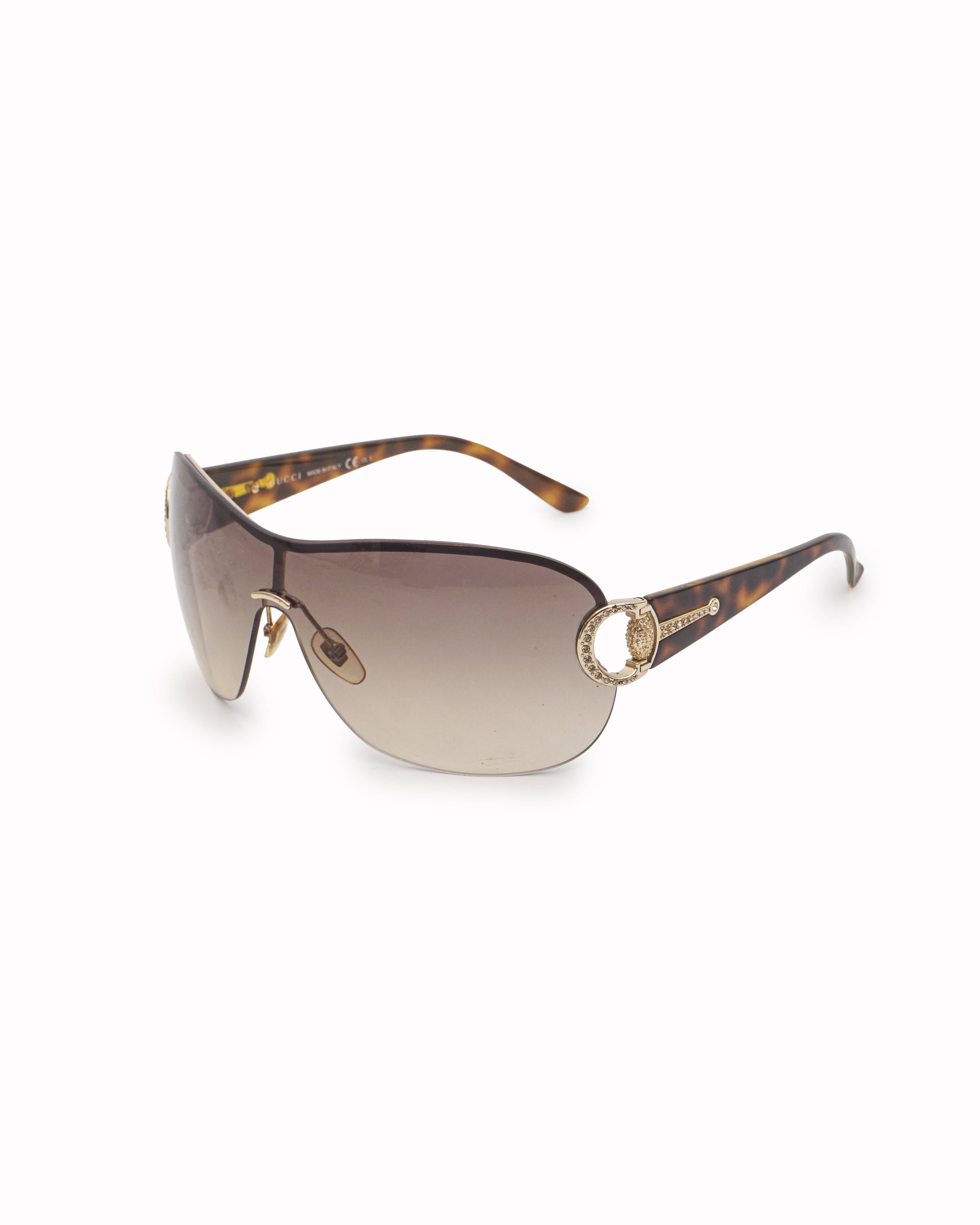 Gucci Vintage Brown Gradient Y2K Shield Sunglasses