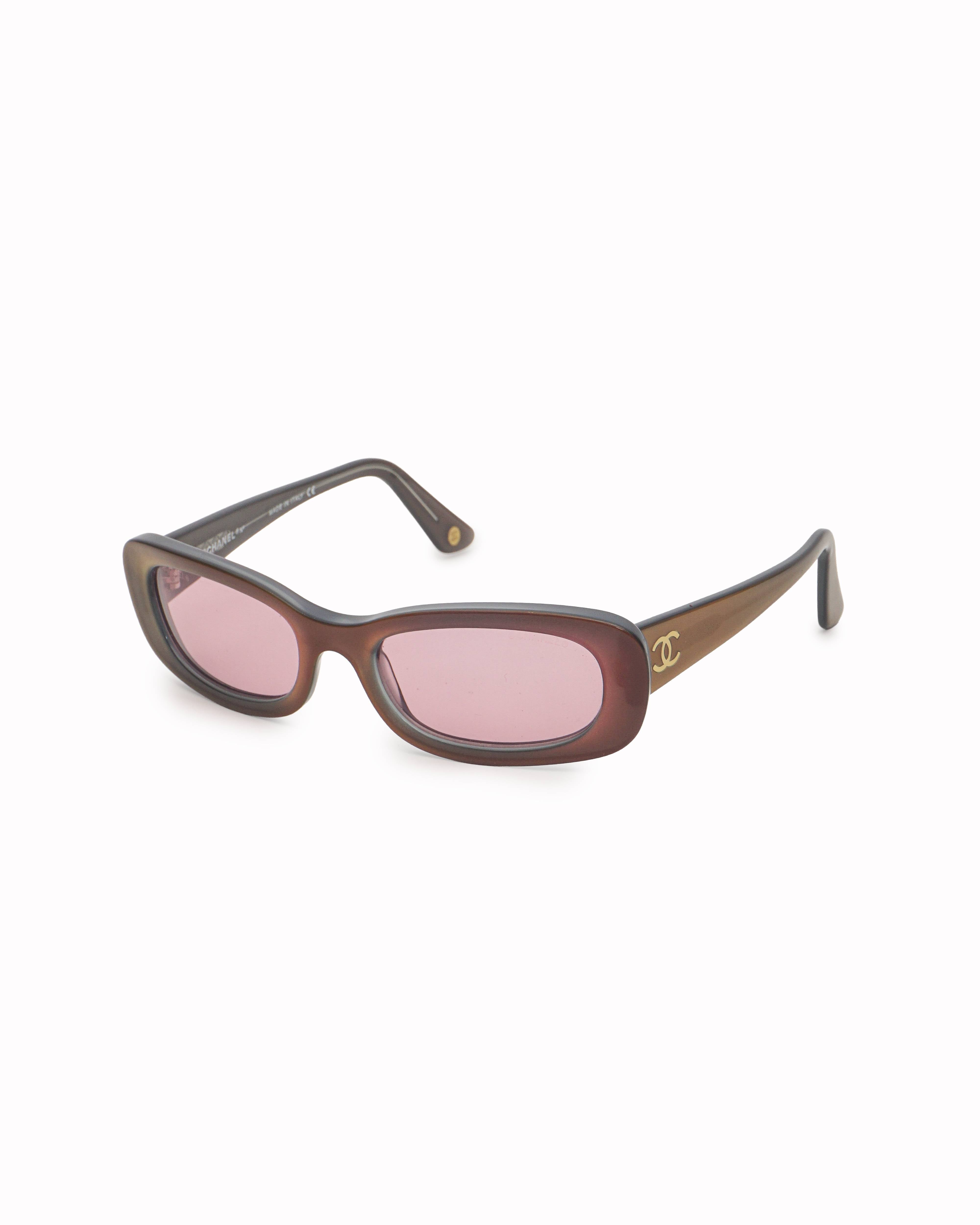 Chanel Iridescent Brown & Pink Oval Sunglasse
