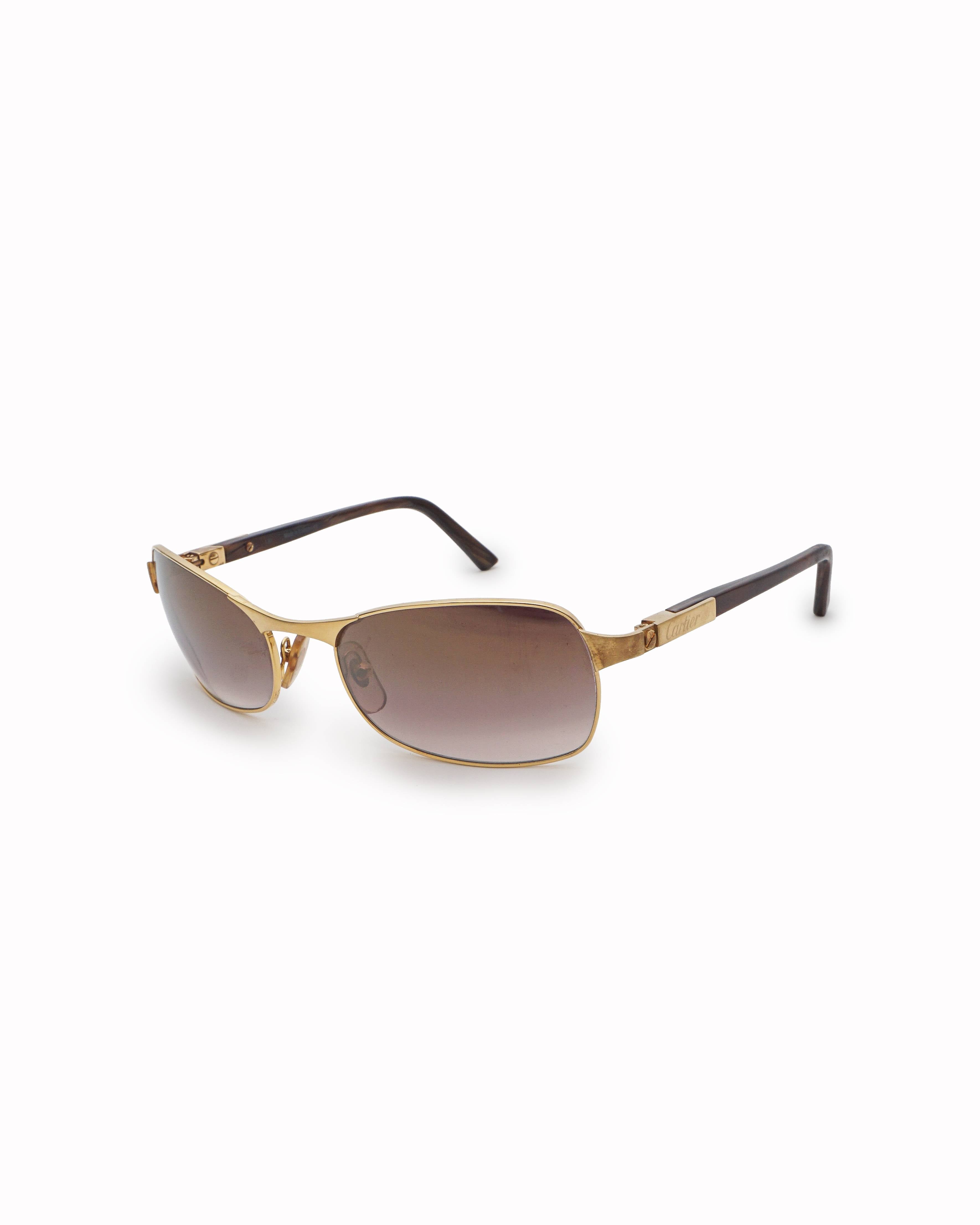 Vintage Cartier Gold-Tone Rimless Pilot Aviator Sunglasses