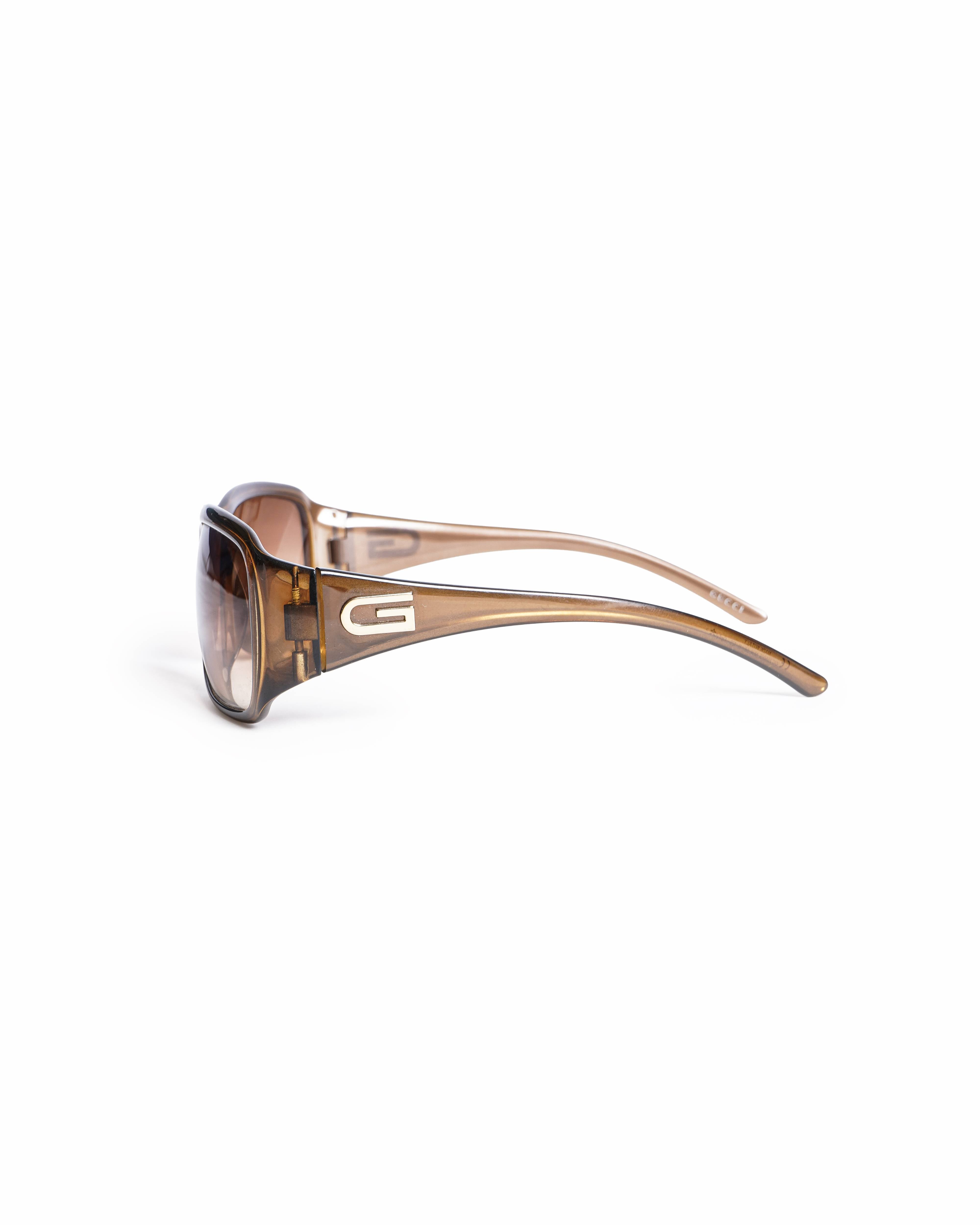 Gucci Sunglasses Light Brown Square Frames With Gradient Lenses