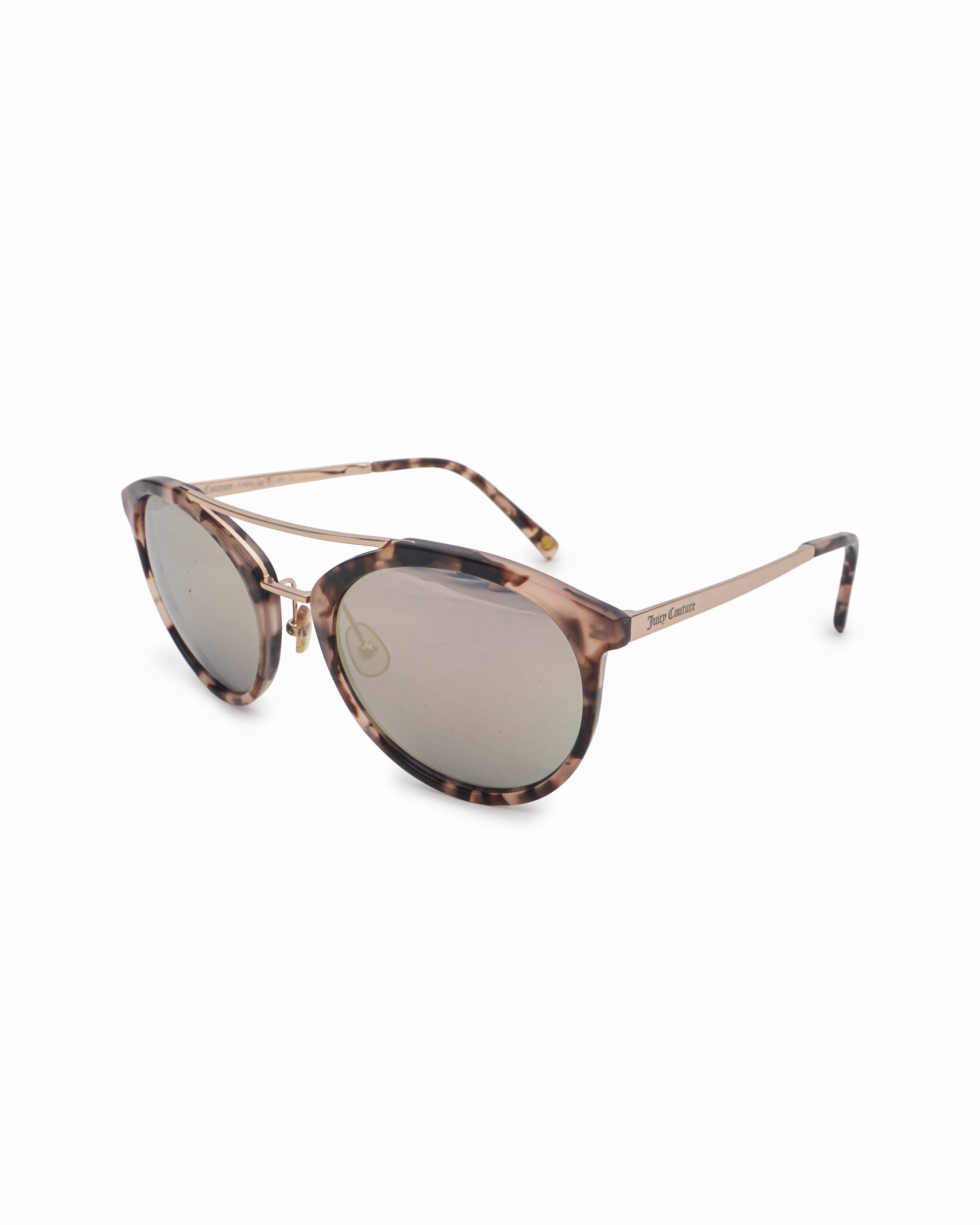 Juicy Couture Tortoiseshell & Gold Round Cat-Eye Mirrored Sunglasses