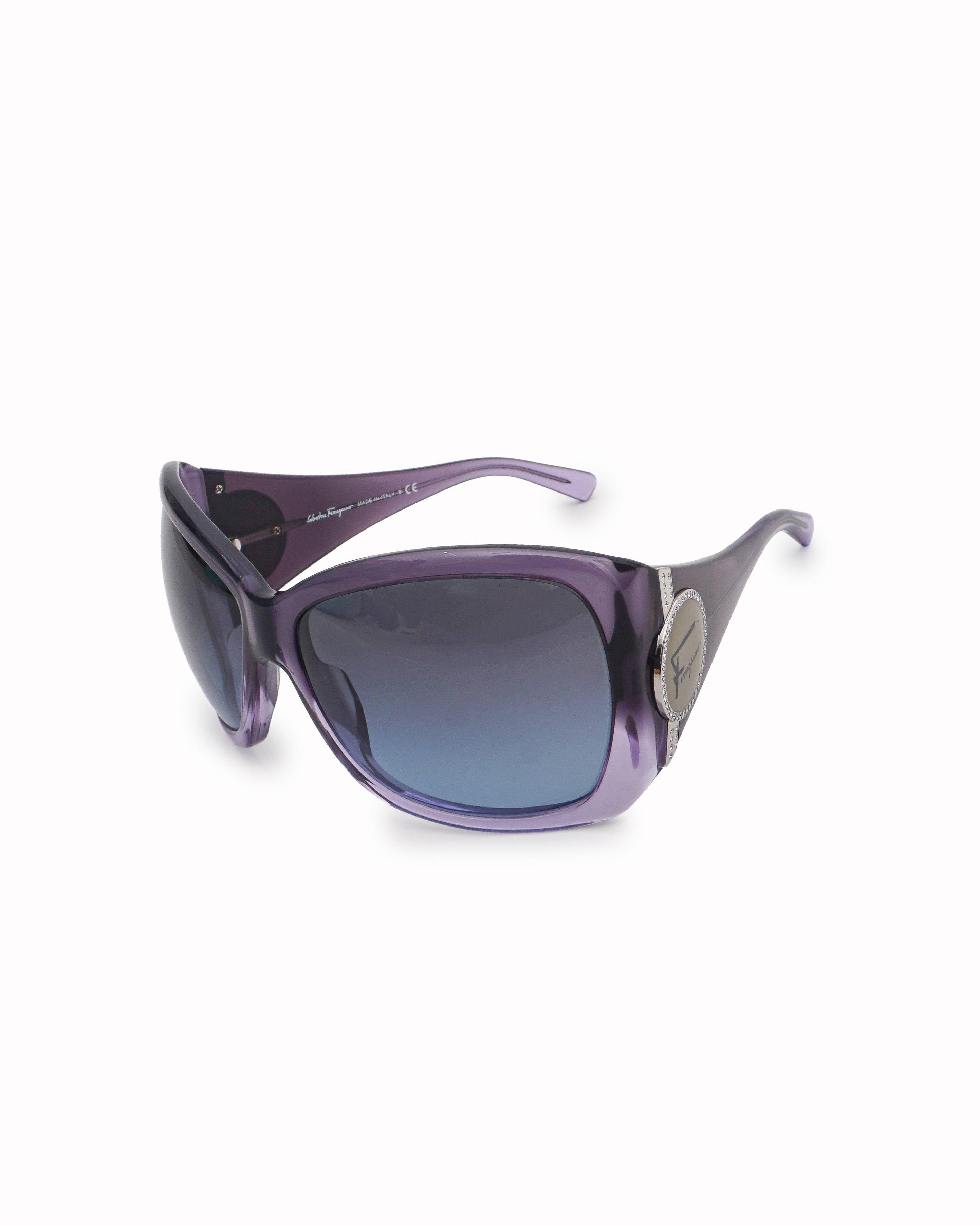 Salvatore Ferragamo Translucent Purple Crystal Accent Sunglasses