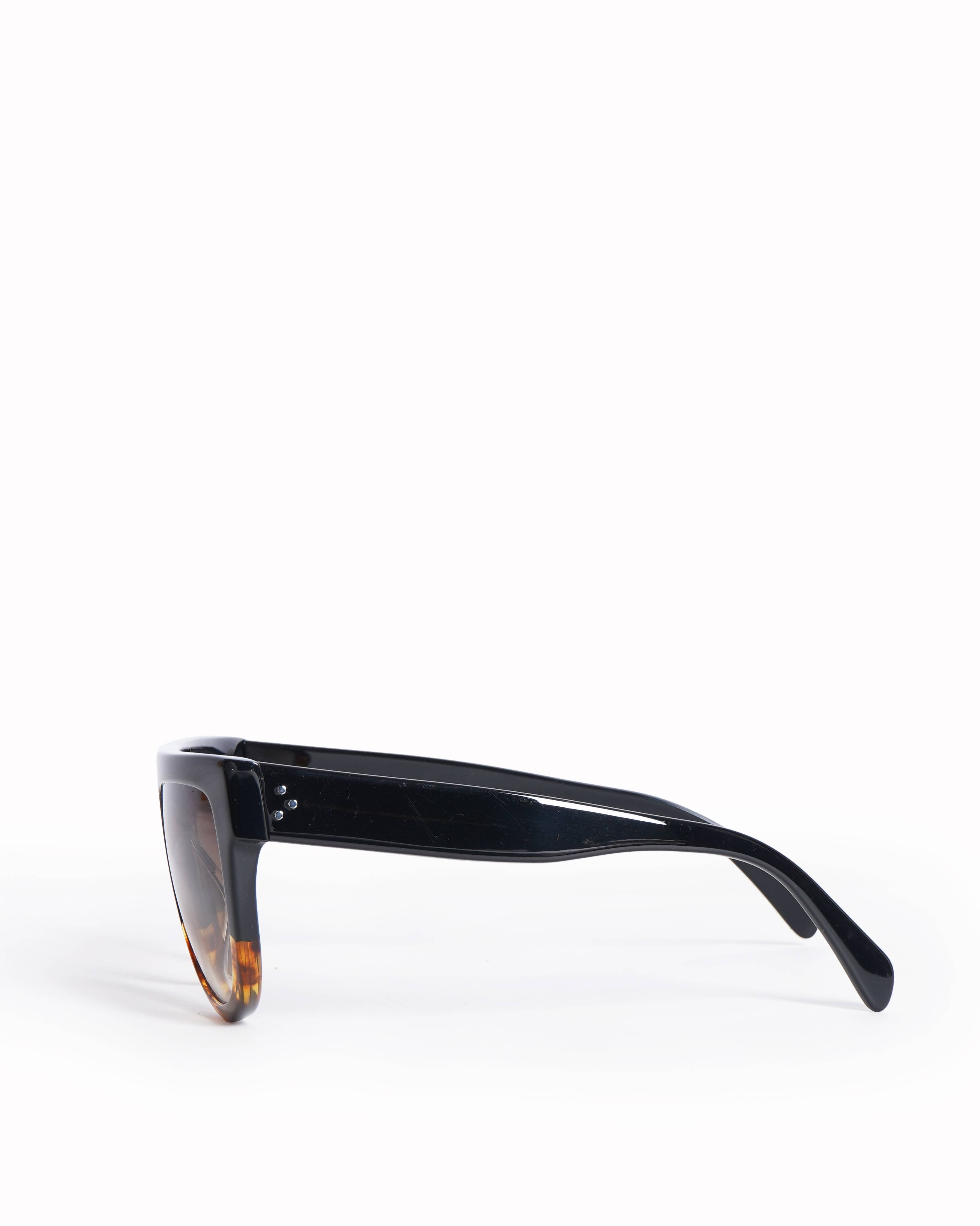New Celine Two-Tone Black & Tortoiseshell Flat-Top Sunglasses