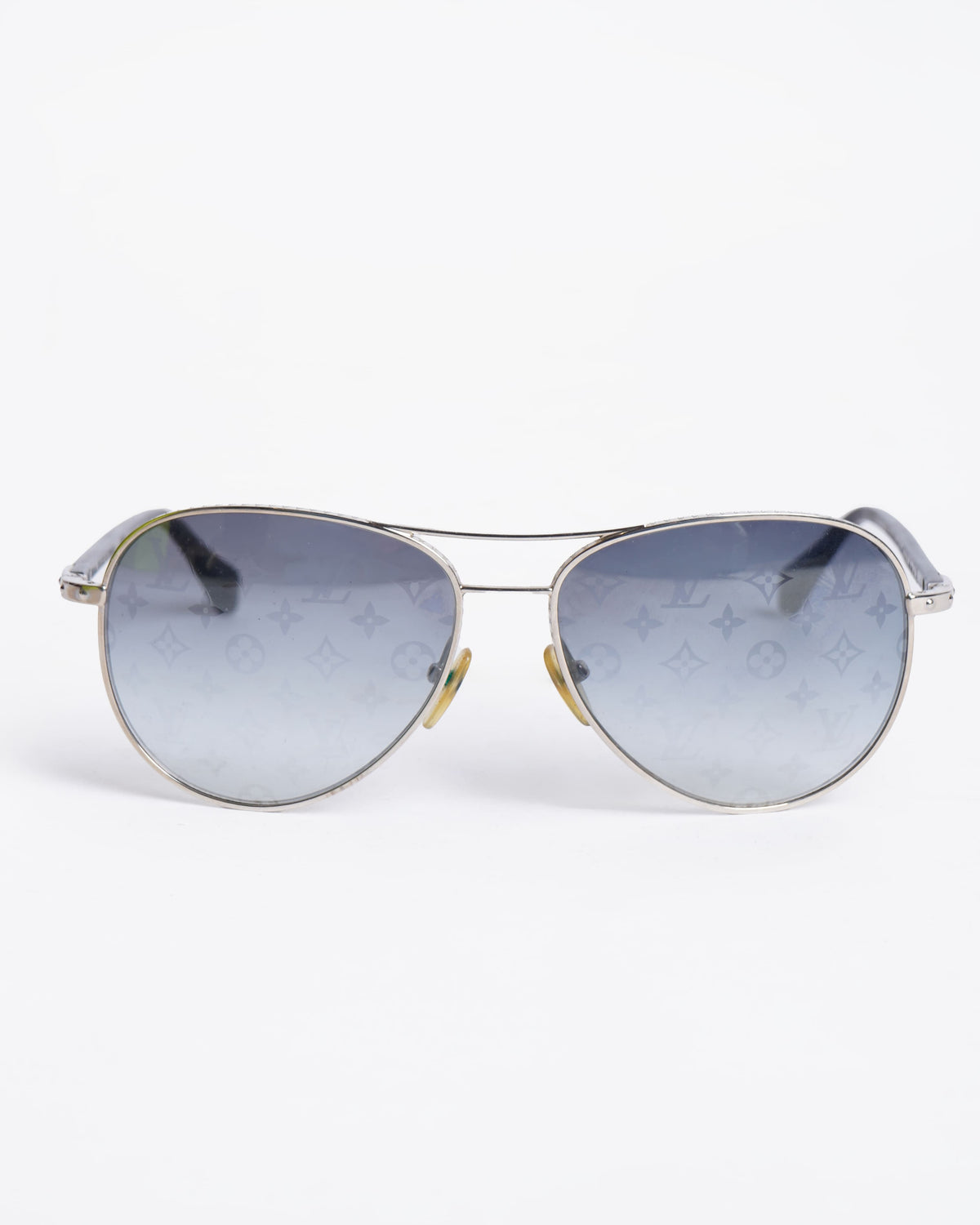 LOUIS VUITTON Monogram Aviator Sunglasses Silver Gray/Blue Gradient Louis Vuitton Aviator Gradient Sunglasses - Metallic  main image 3