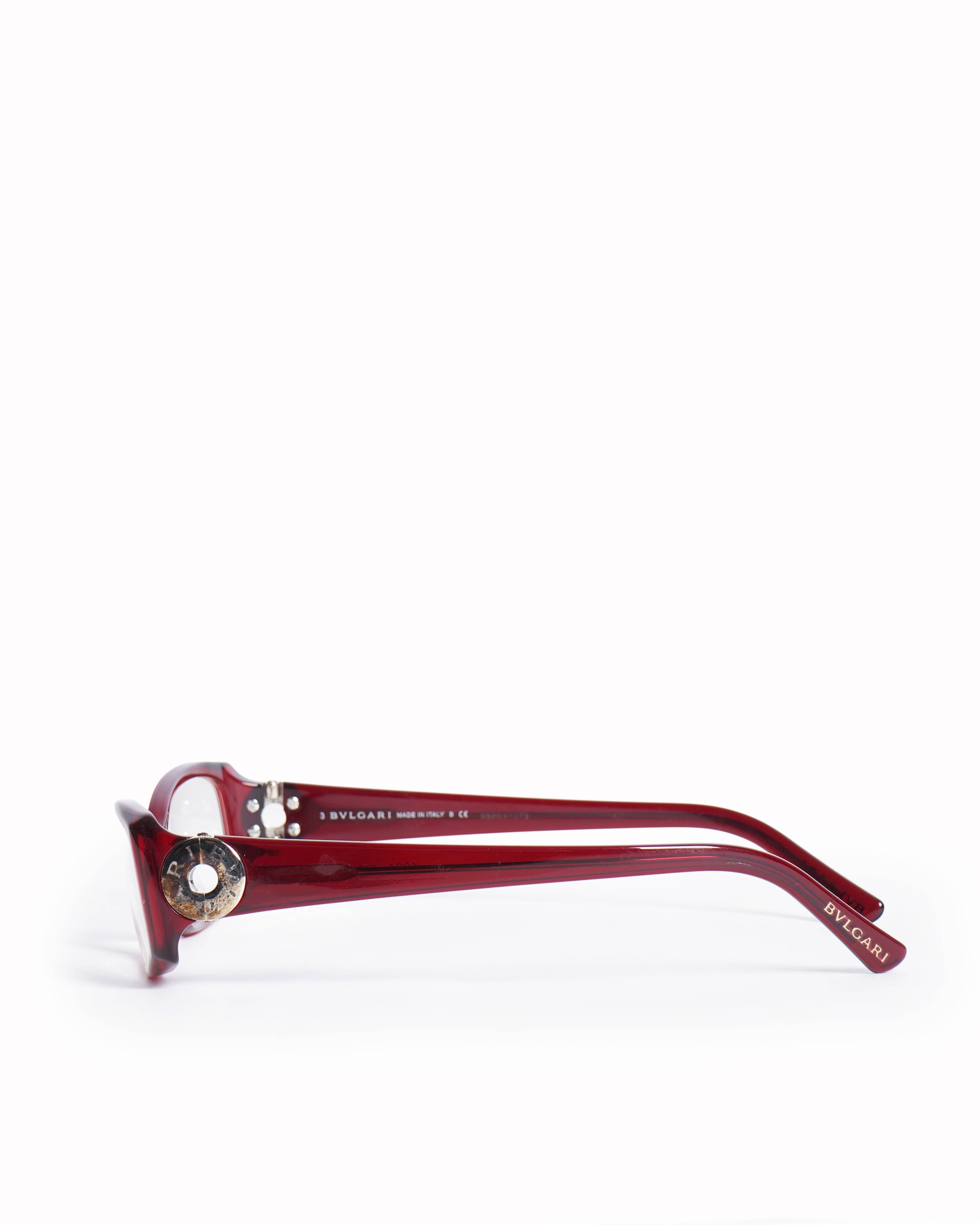 Bvlgari Red Rectangular Acetate Eyeglasses