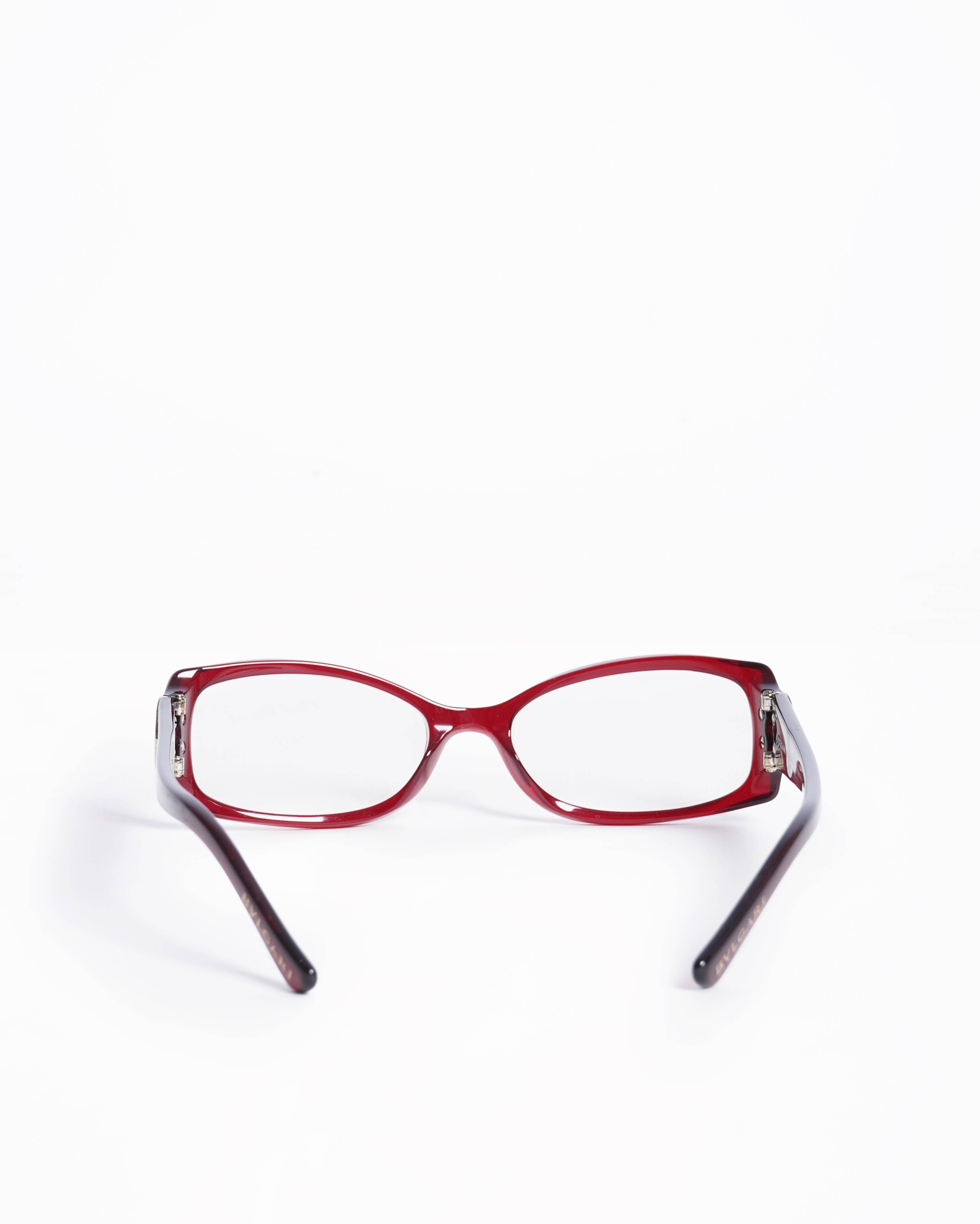 Bvlgari Red Rectangular Acetate Eyeglasses