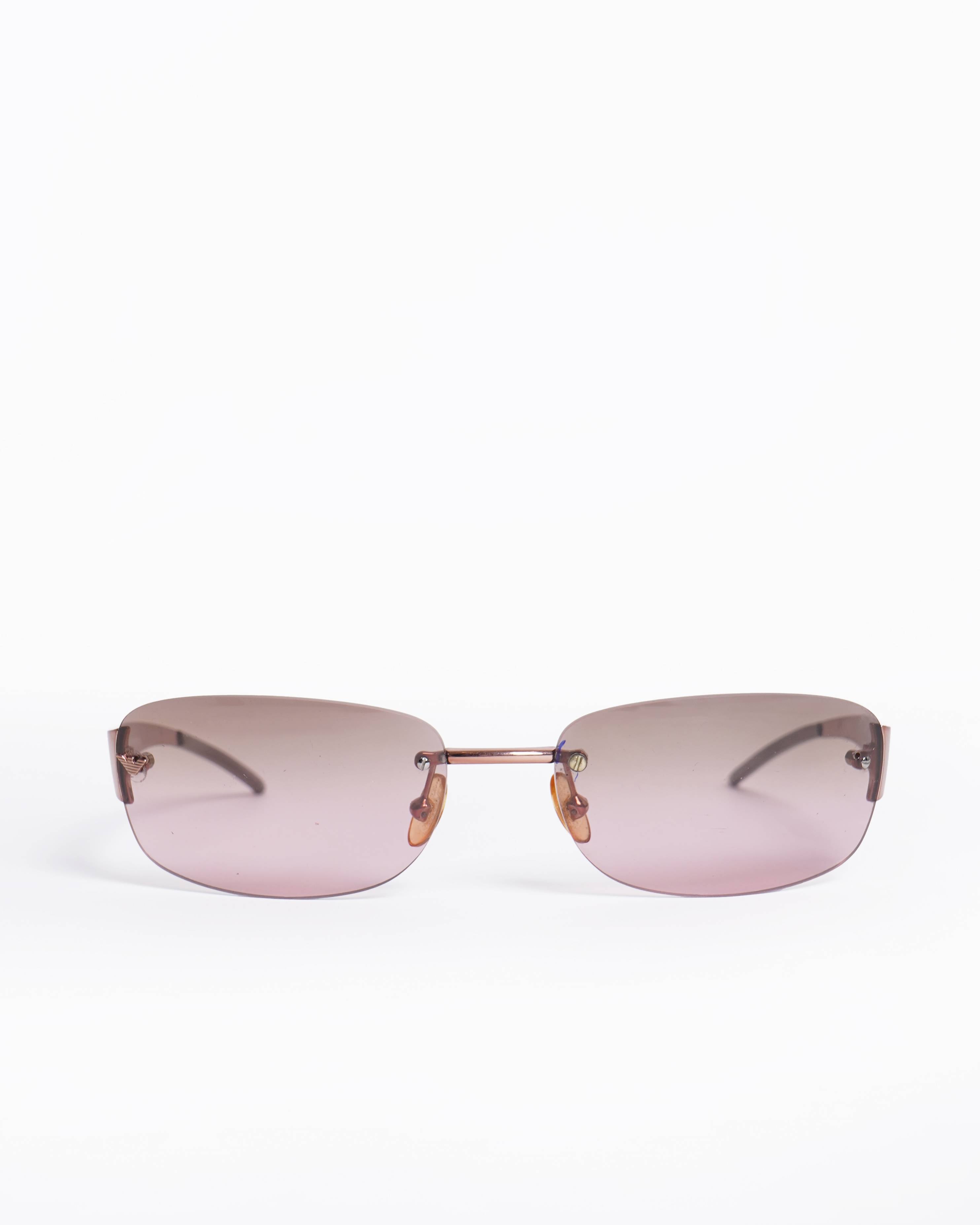 Emporio Armani Rimless Pink Lens Sunglasses