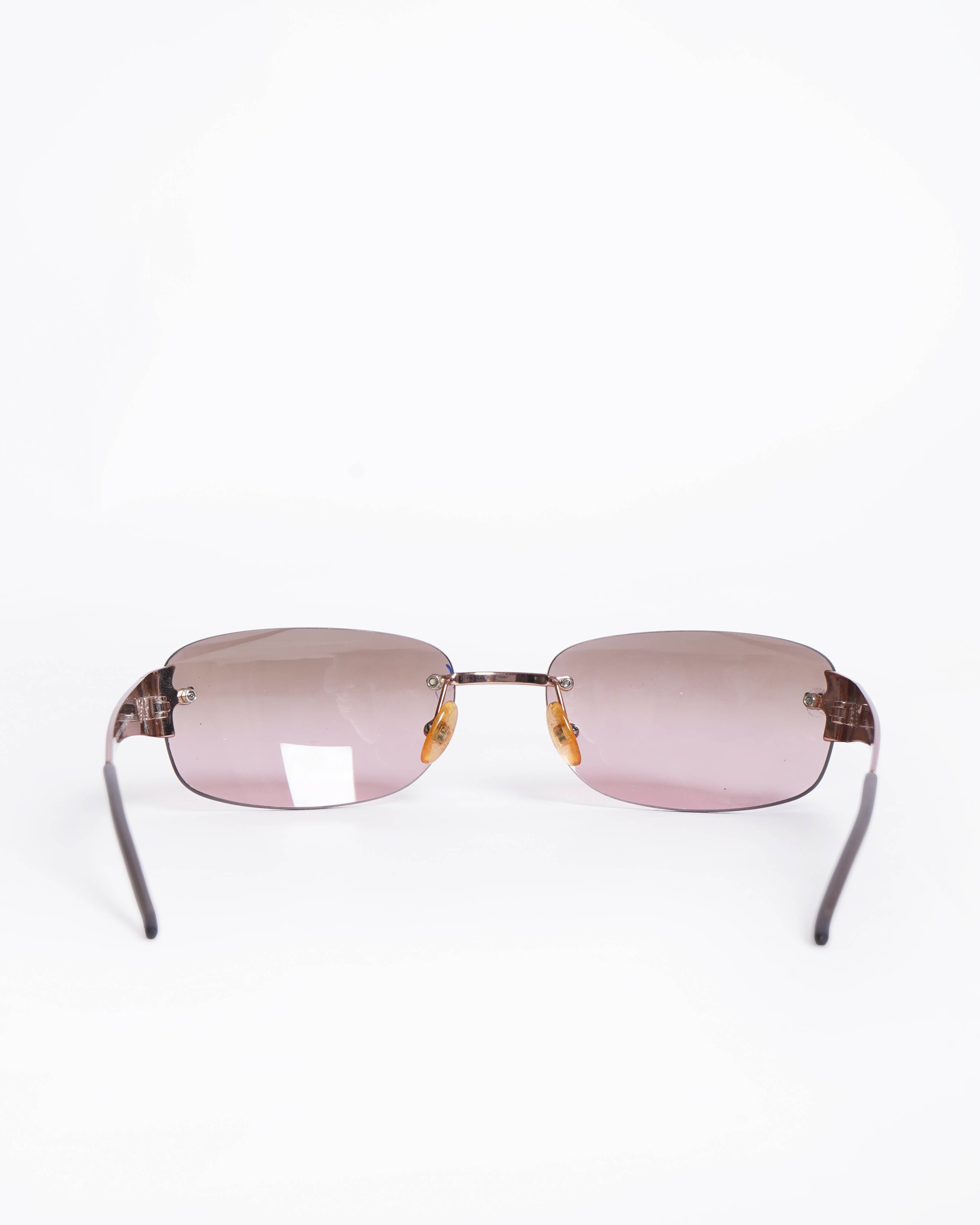 Emporio Armani Rimless Pink Lens Sunglasses