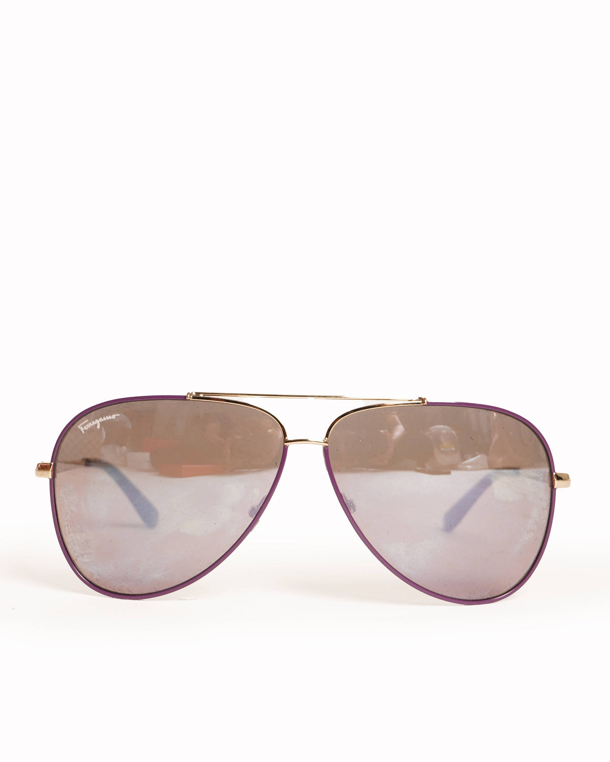 Salvatore Ferragamo Purple & Gold Aviator Sunglasses  display picture 1