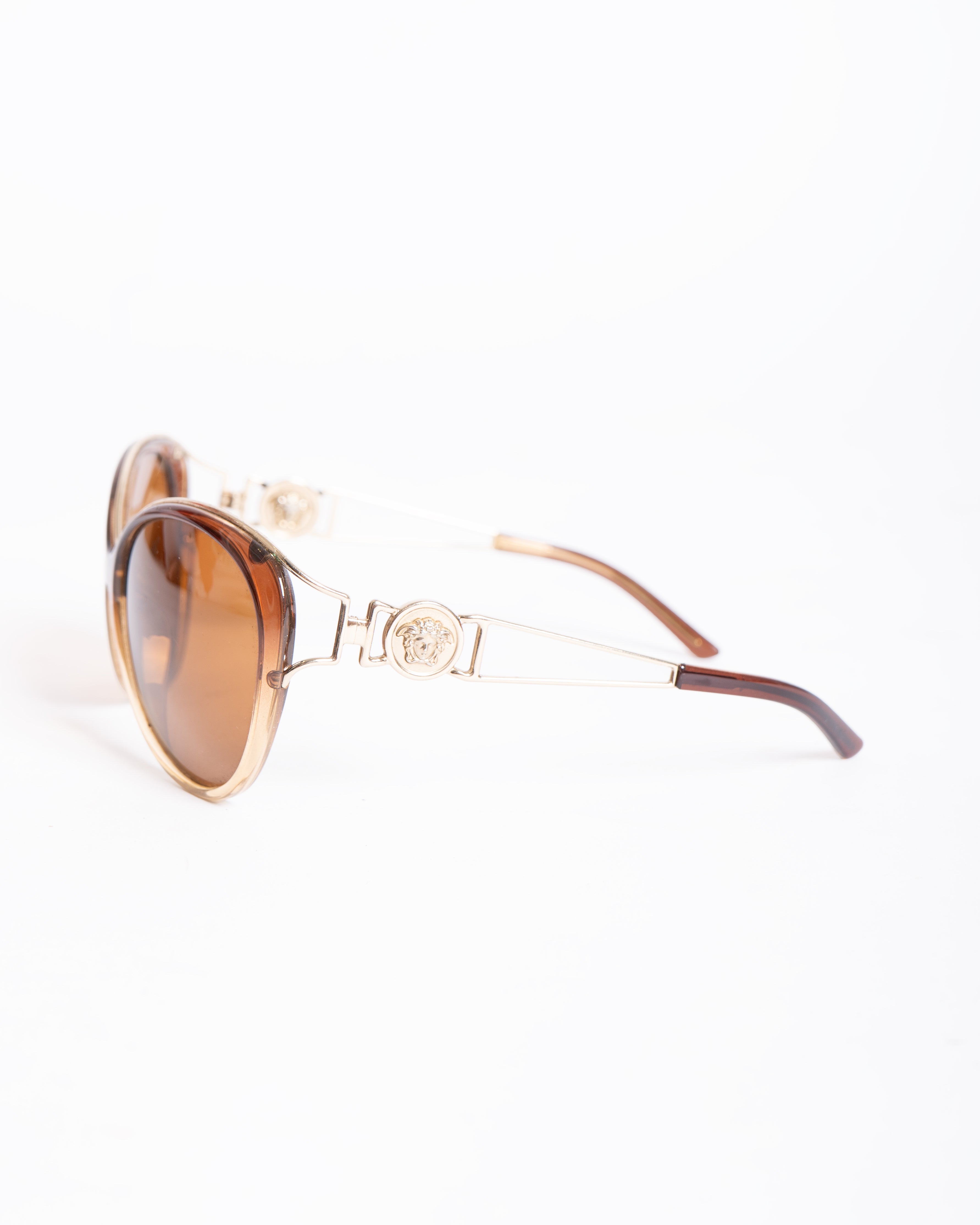 Versace Medusa Brown Gold Gradient Cat Eye Sunglasses