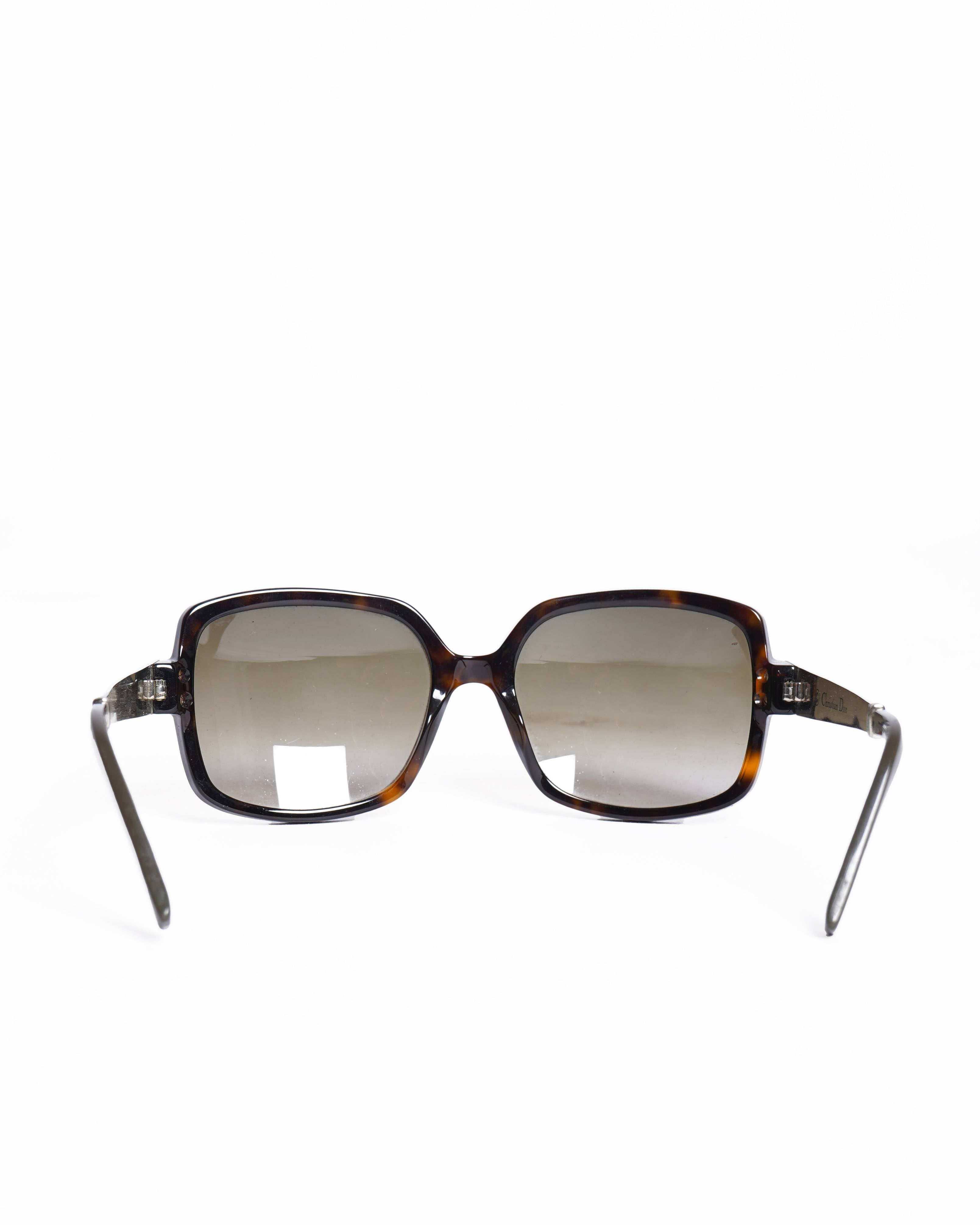Vintage Christian Dior black & rectangular frame sunglasses