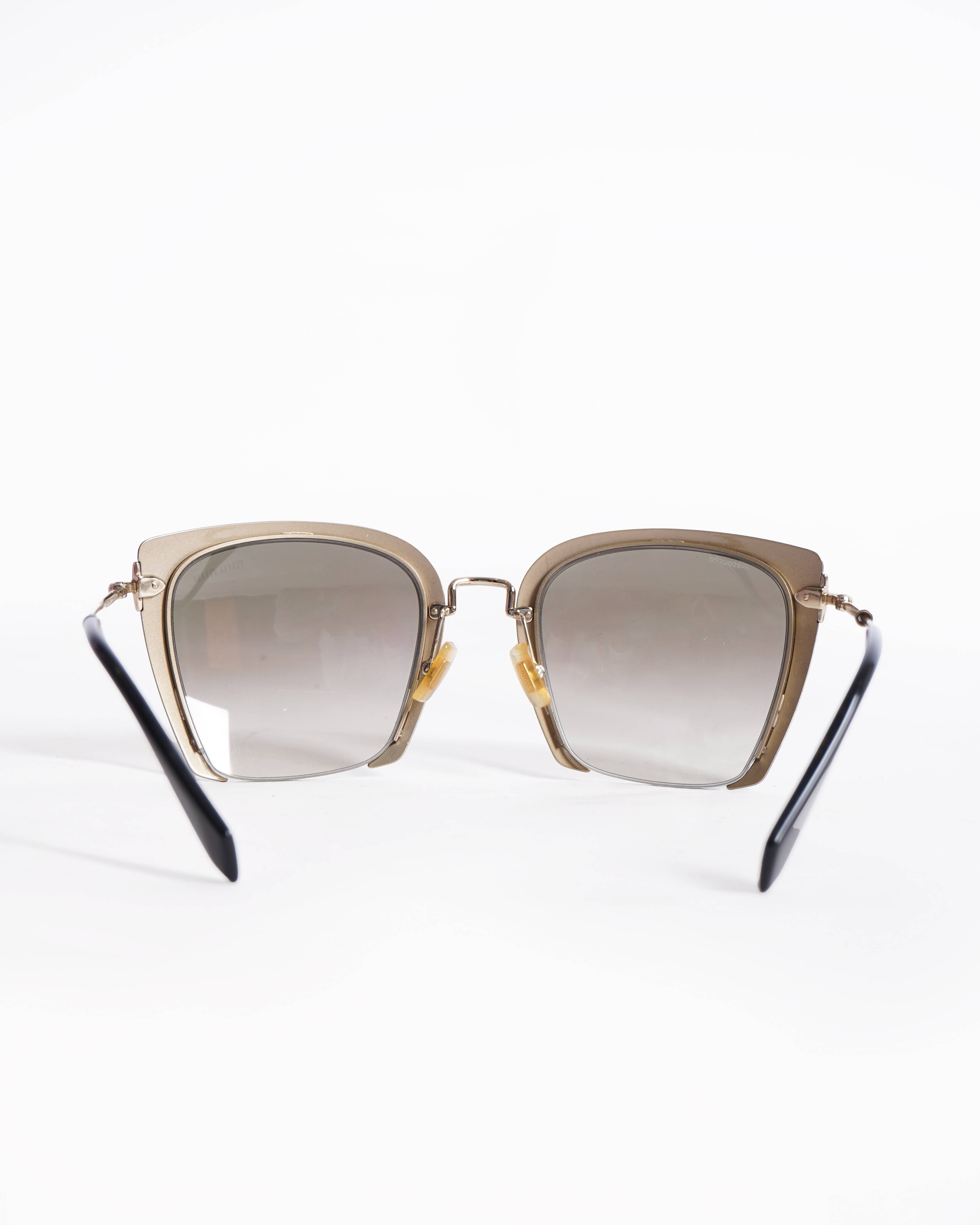 Miu Miu Half-Rim Square Sunglasses