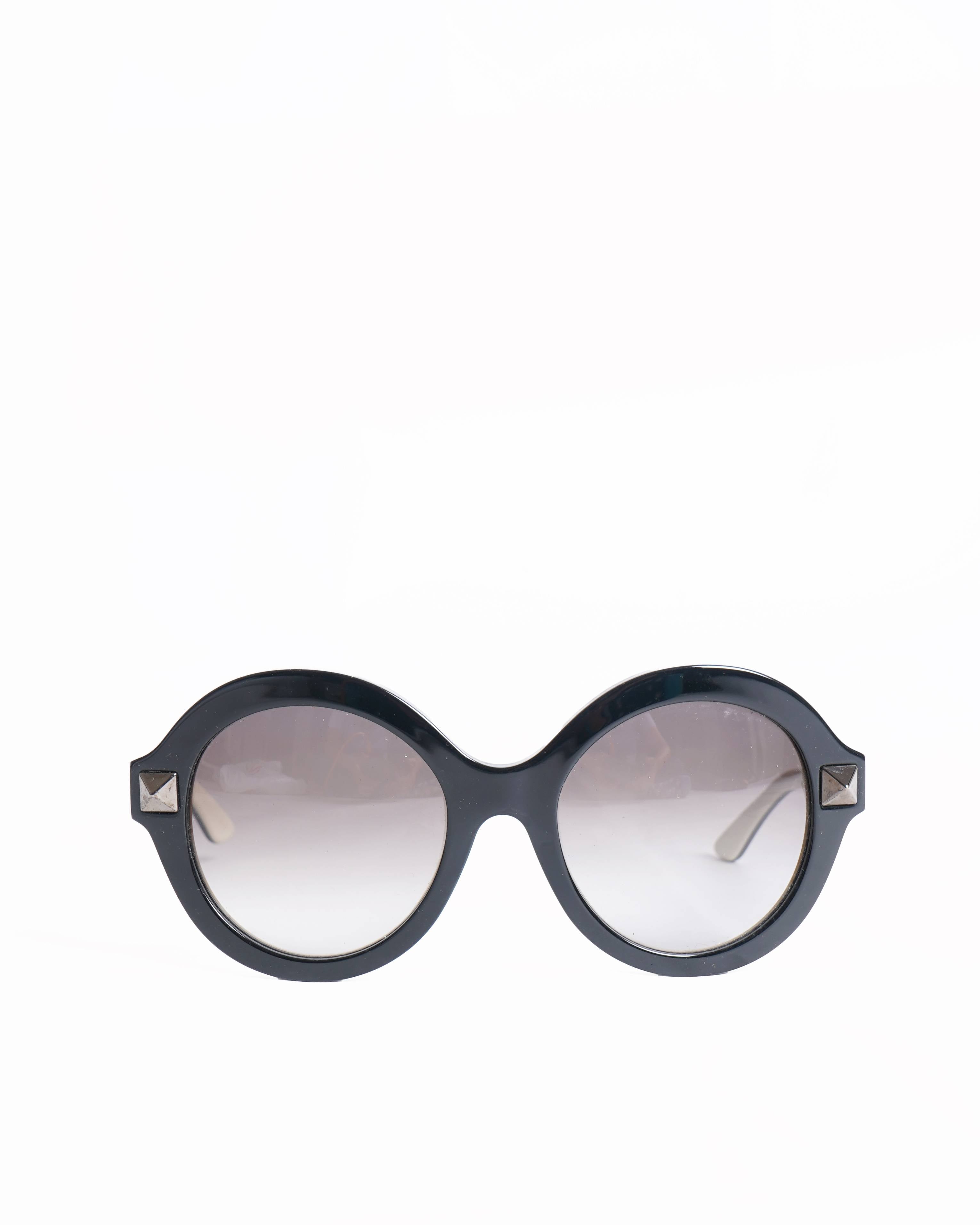 Valentino Women's Black & White Wide Frame Sunglasses