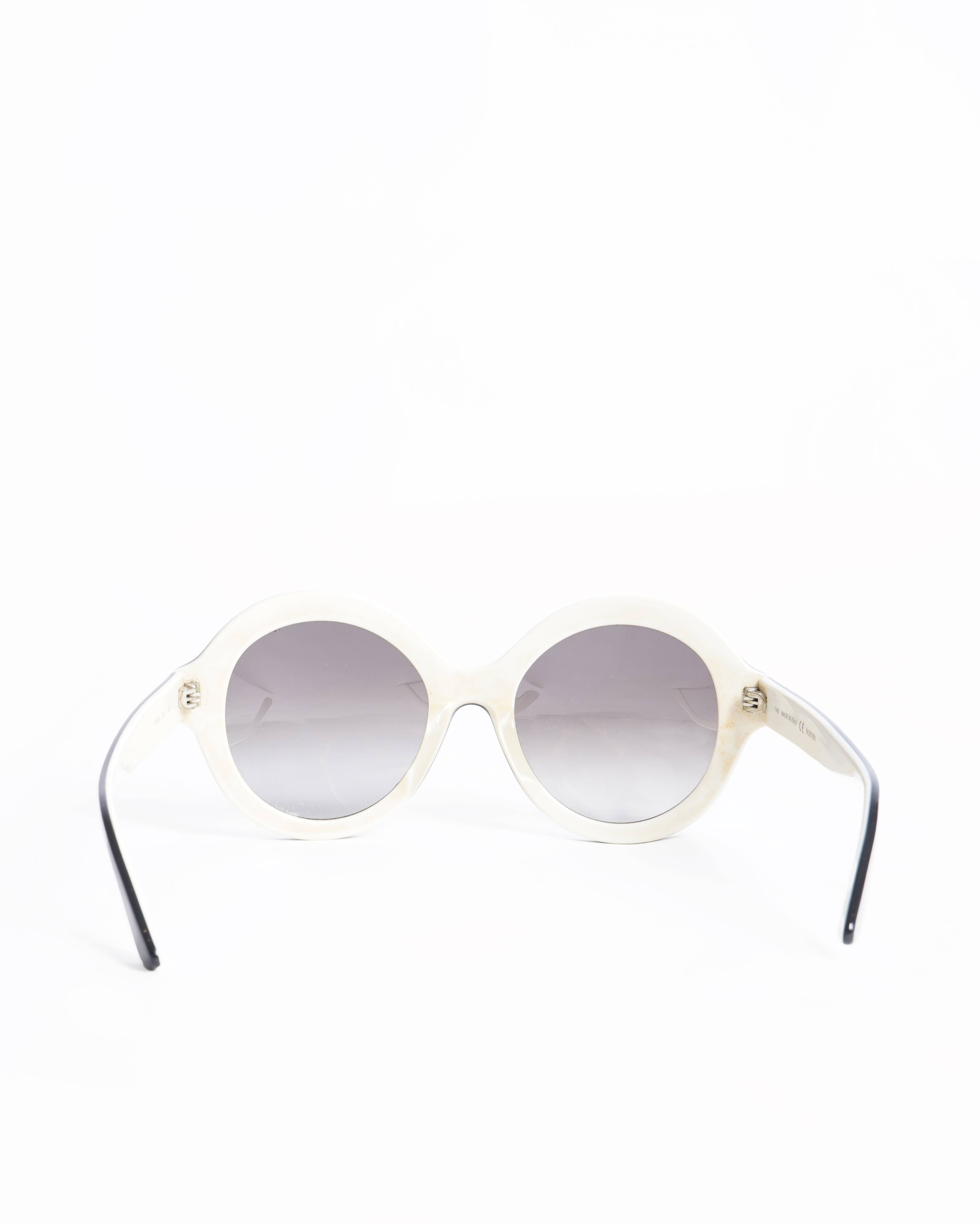 Valentino Women's Black & White Wide Frame Sunglasses