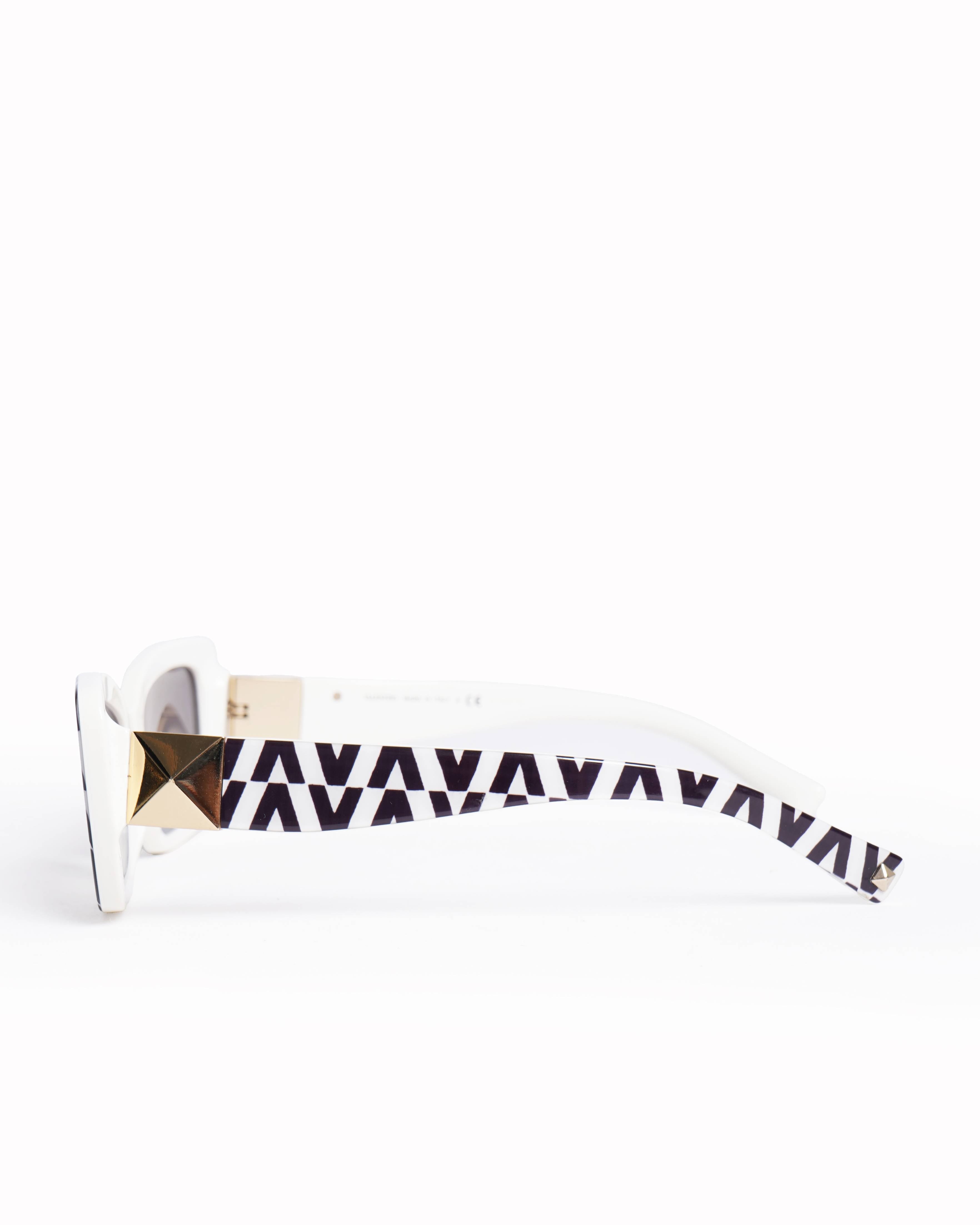 New Valentino VA4094Monogram Black & White Women's Rectangular Sunglasses