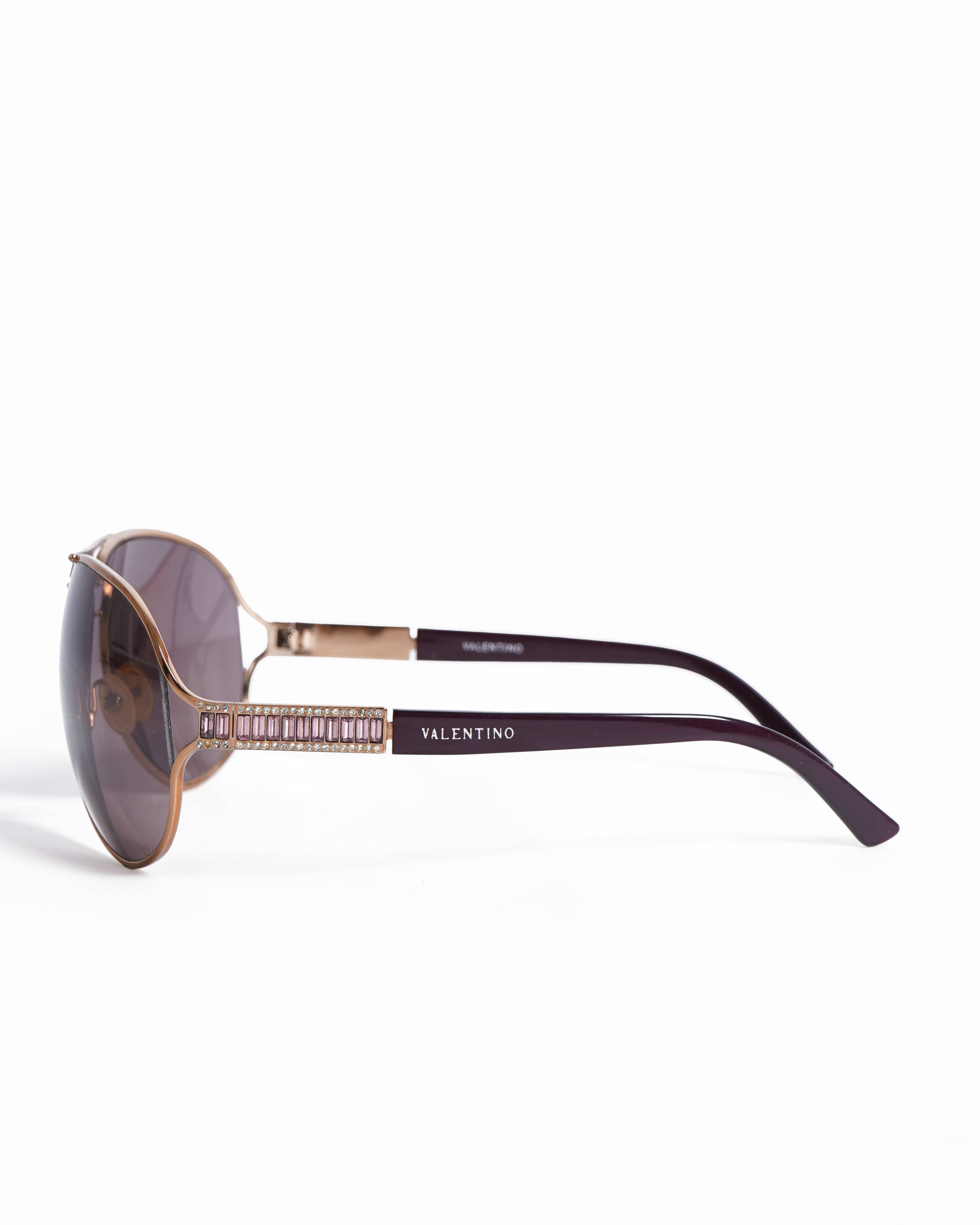 Valentino Gold Tone Women's Aviator Sunglasses