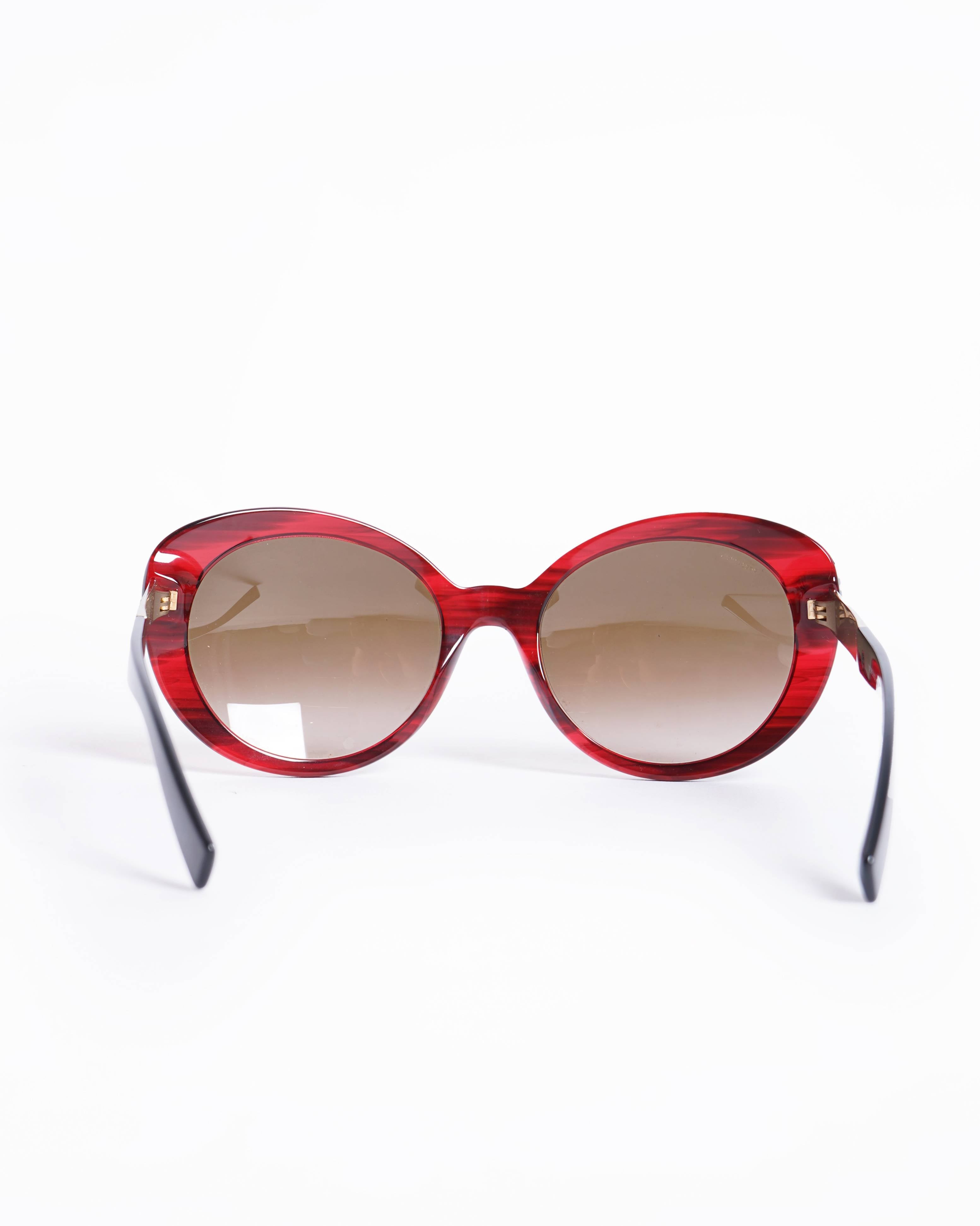 Versace Oval Sunglasses In Maroon Frame