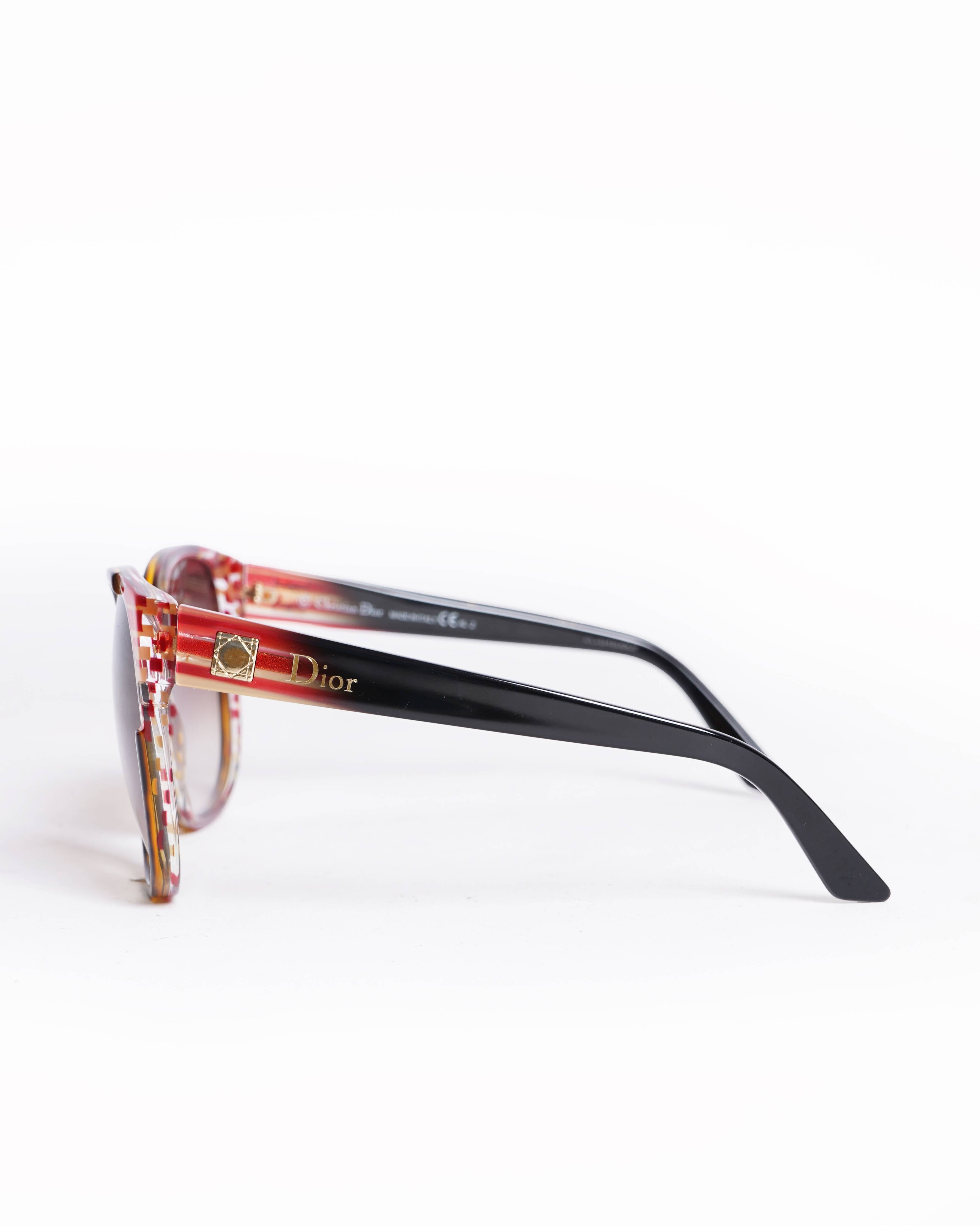 Christian Dior Diorline Brown Tortoise Oversized Striped Sunglasses