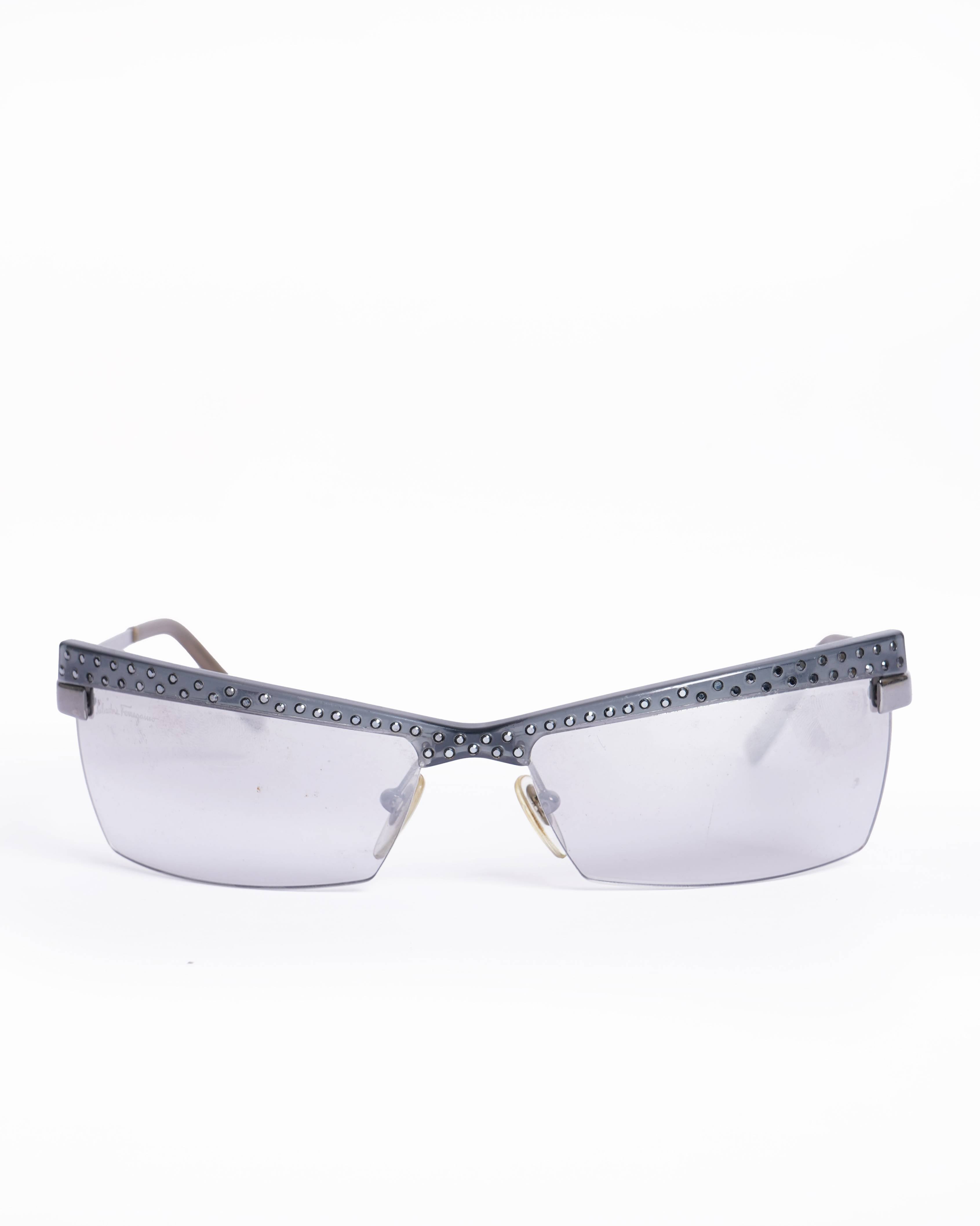 Salvatore Ferragamo vintage sunglasses rhinestone crystal