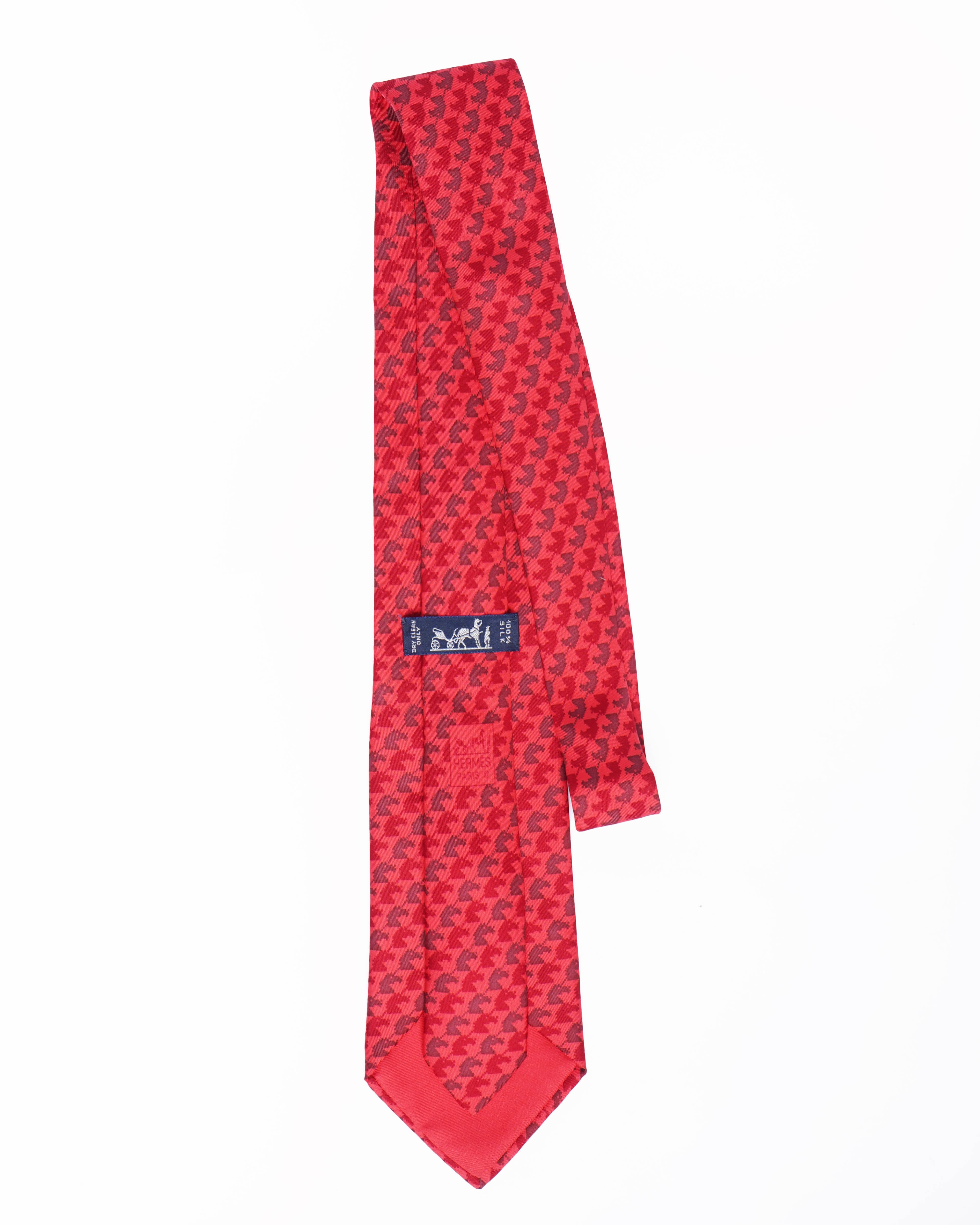 Hermes Unicorn Tie In Red