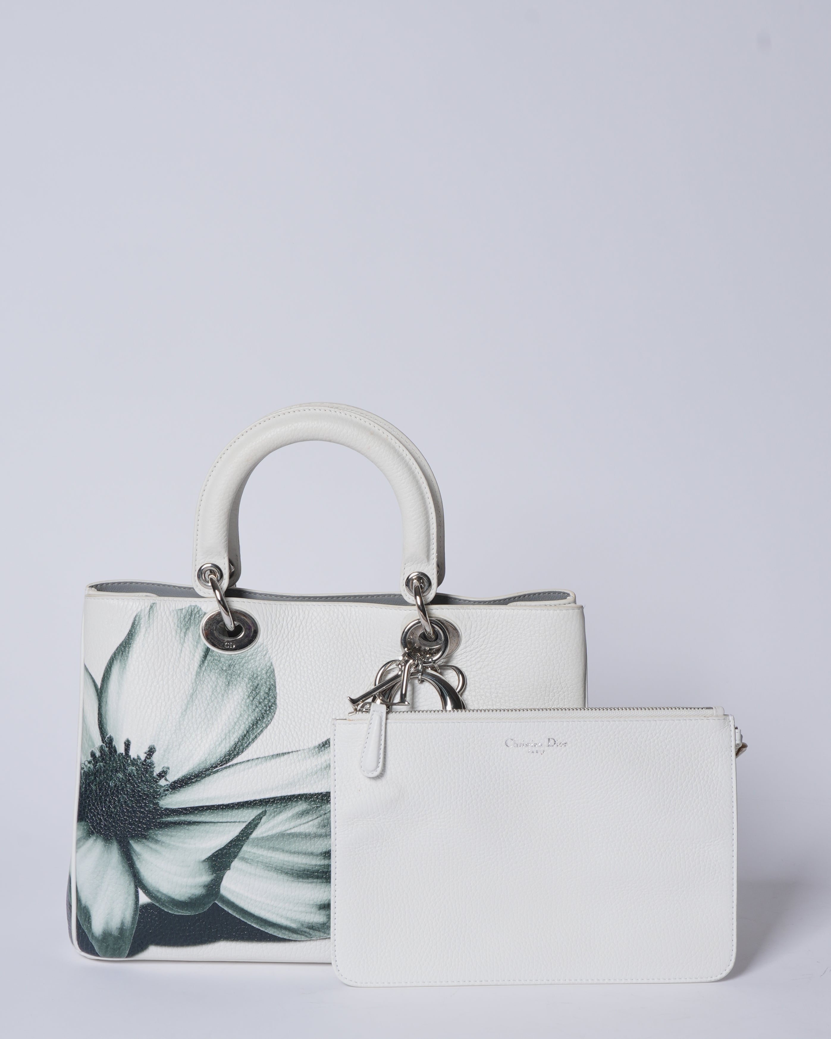 Christian Dior White Floral Lady Dior Bag (Limited Edition)