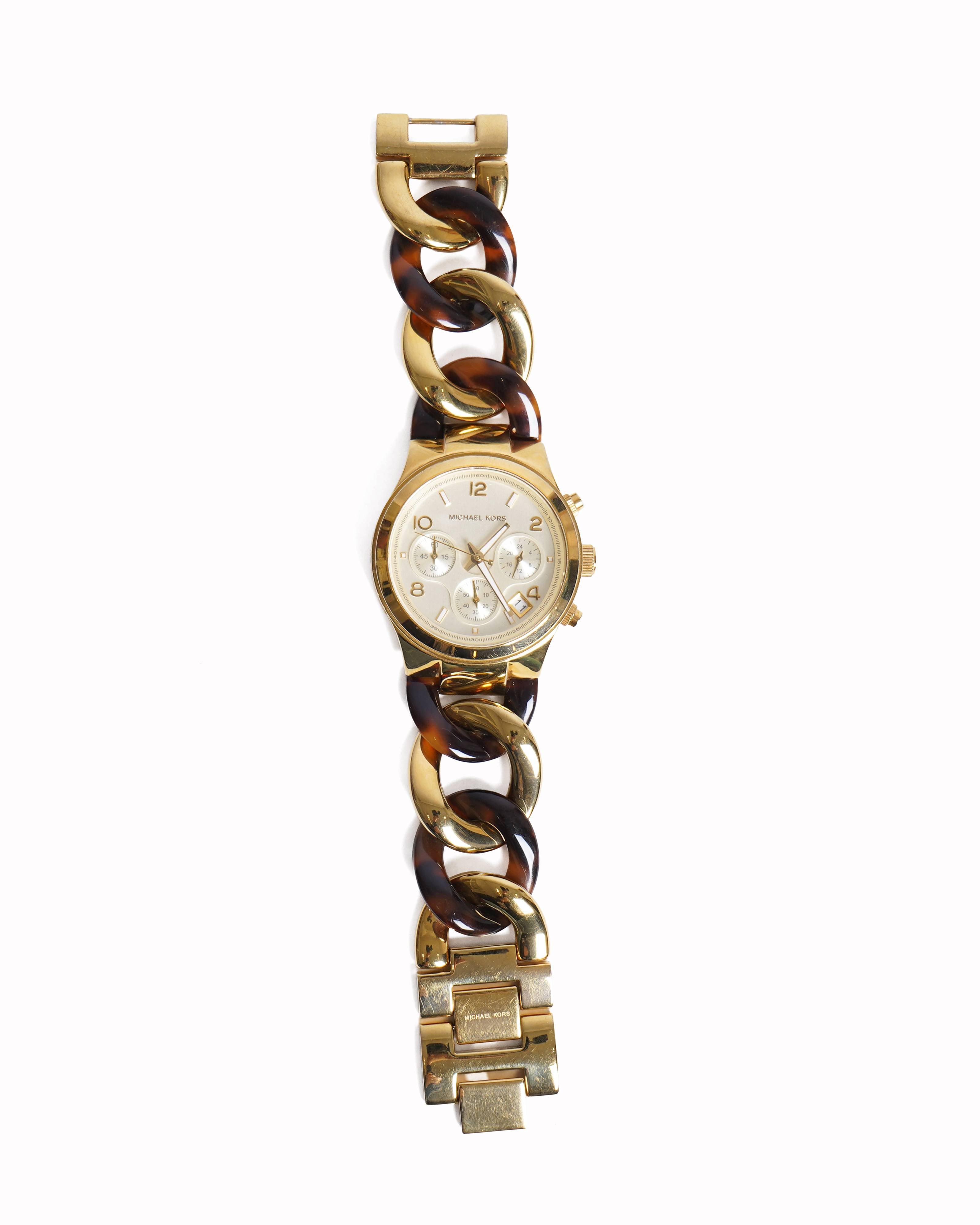 Michael Kors Gold-Tone & Tortoiseshell brown watch