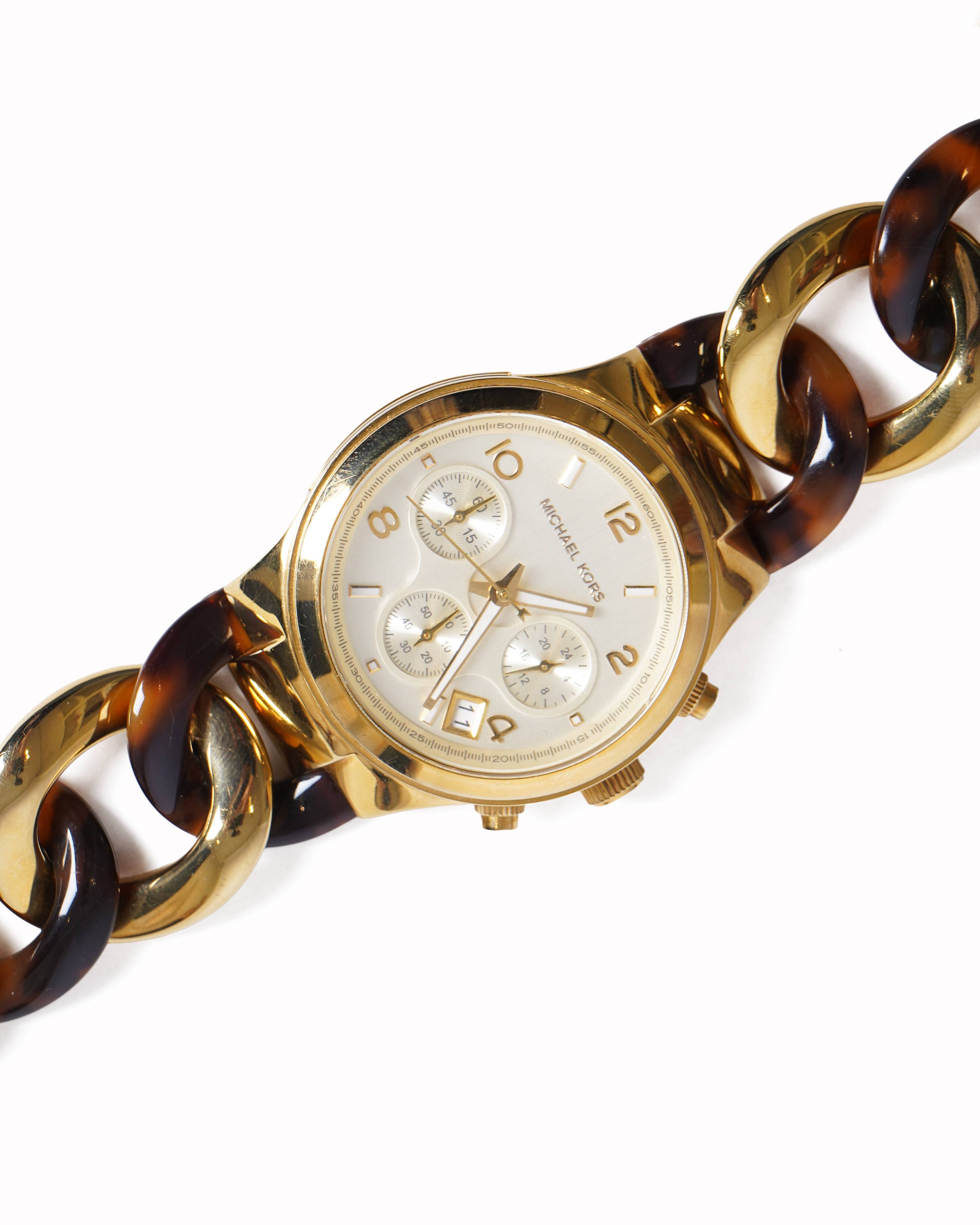 Michael Kors Gold-Tone & Tortoiseshell brown watch