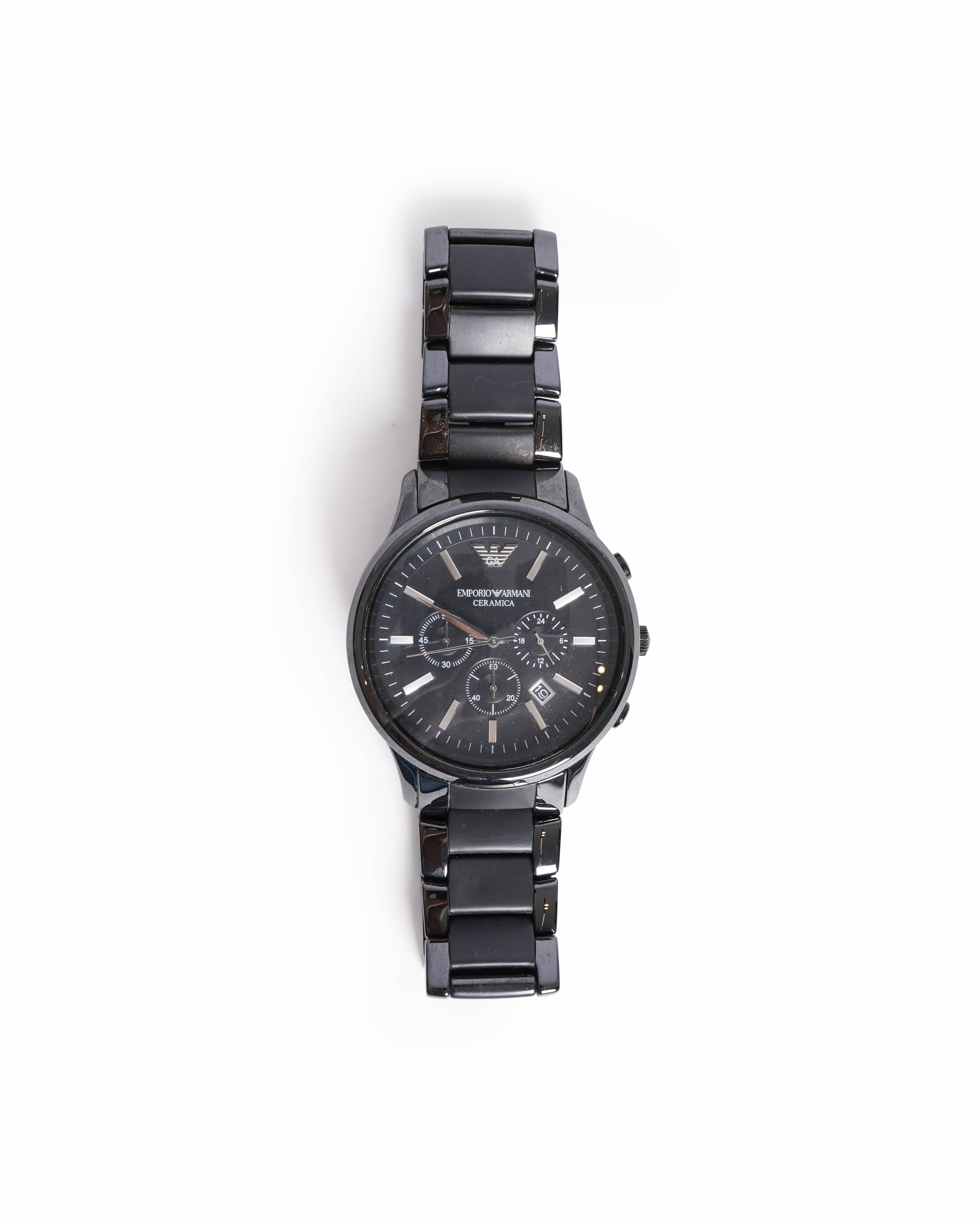 Emporio Armani Men's Black Dial Ceramic Watch