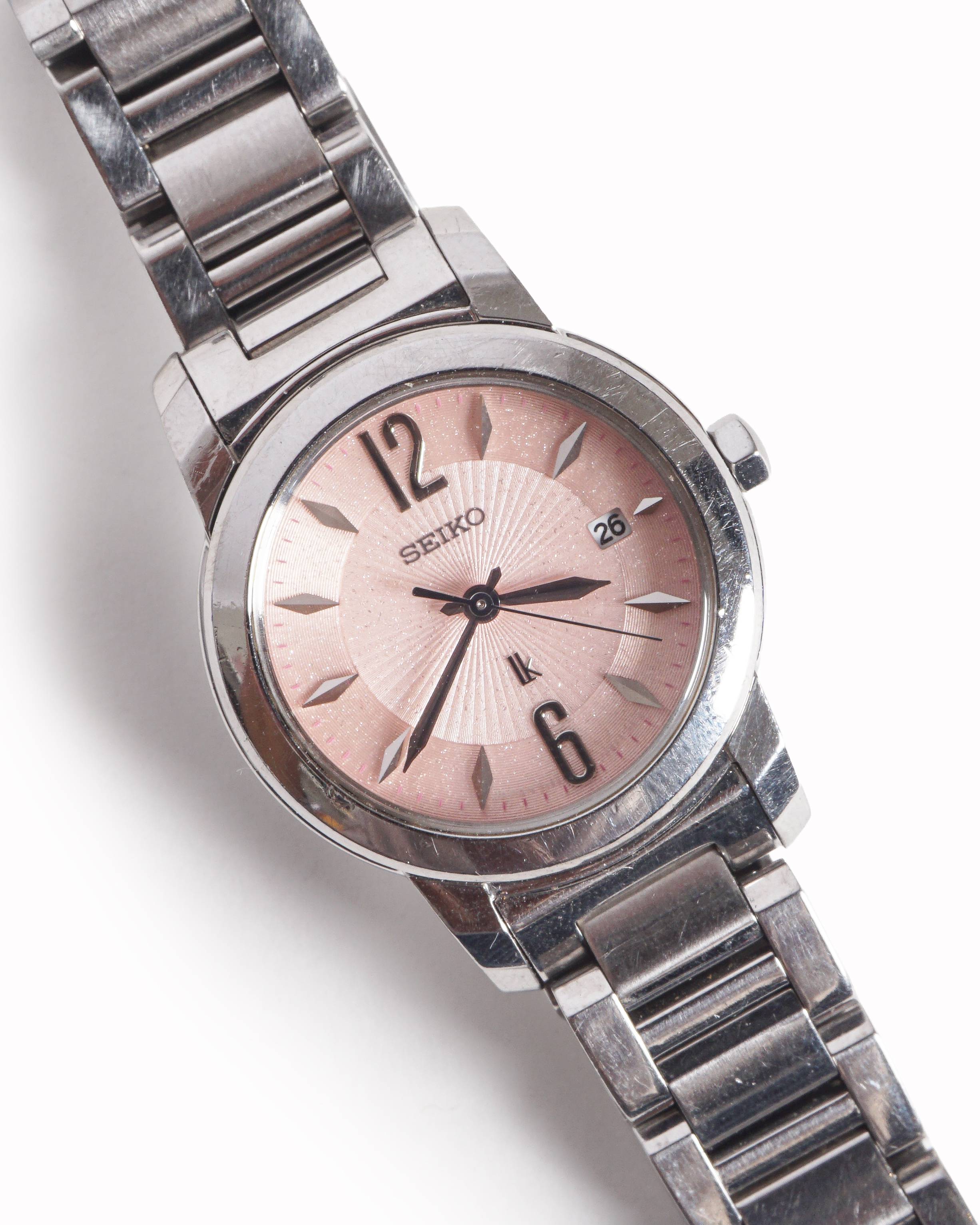 Vintage Seiko Silver-Tone Pink Dial Watch