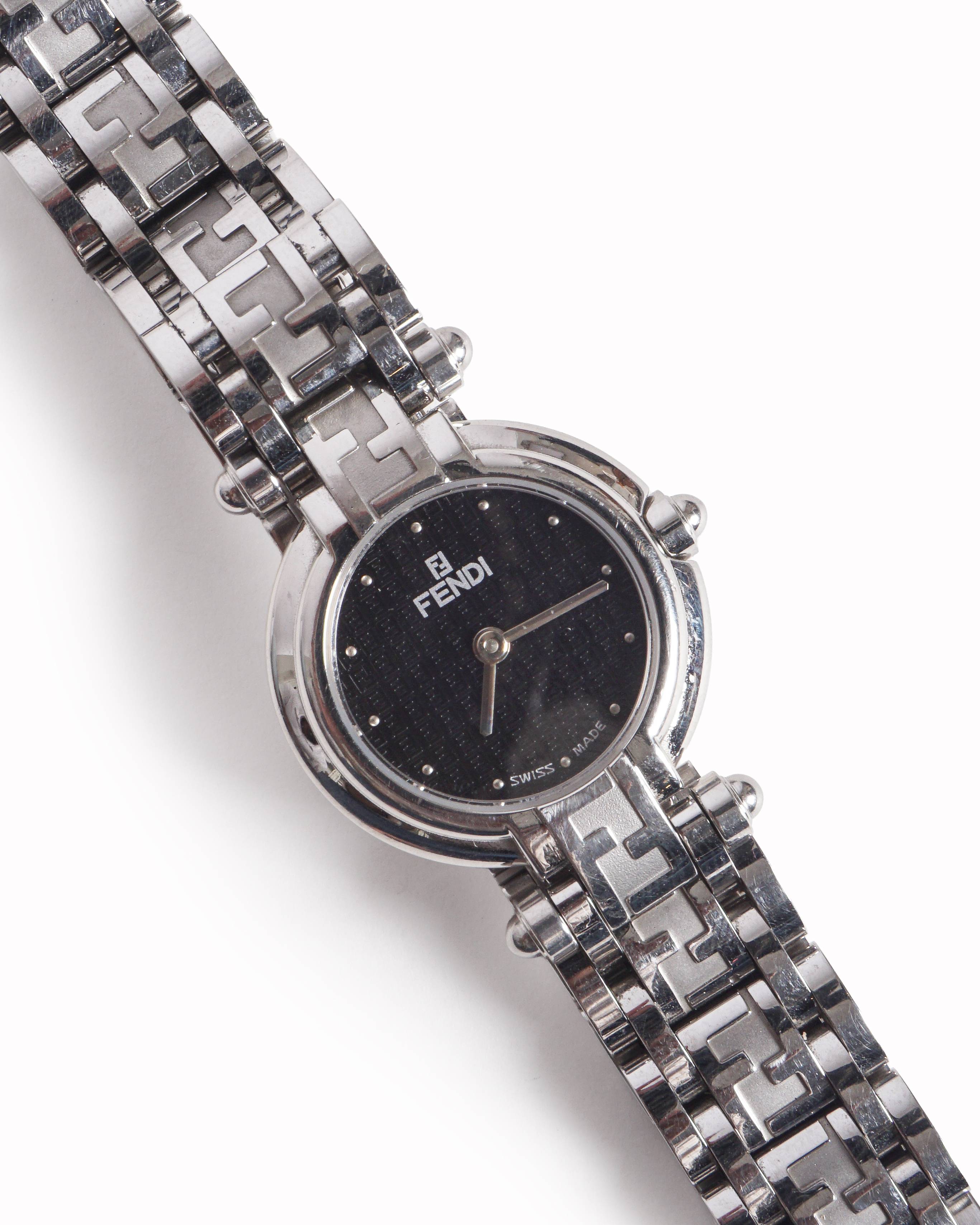 Vintage Fendi Swiss Made Silver-Tone FF Logo Link Watch