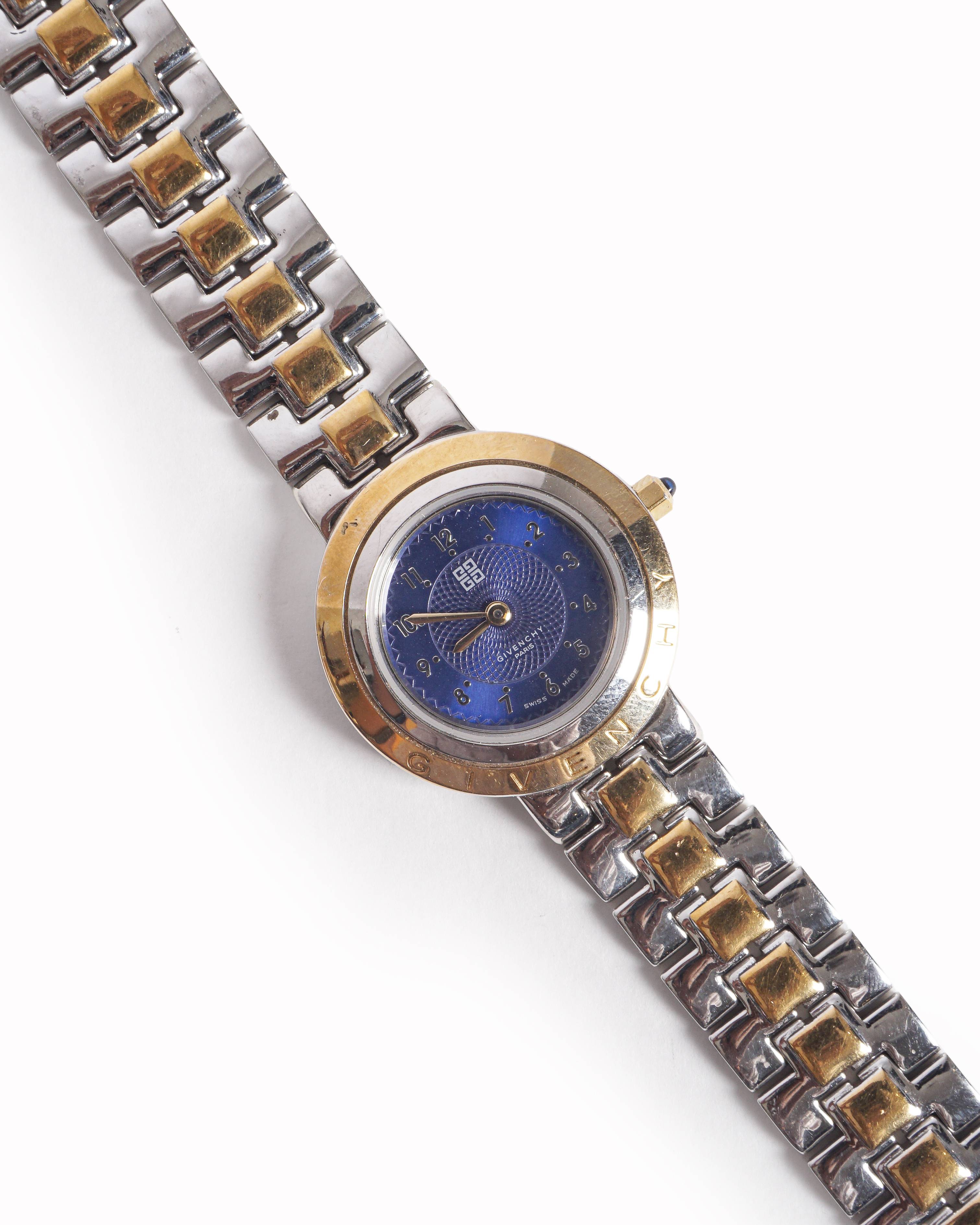 Vintage Givenchy Swiss Made Two-Tone Blue Dial Watch