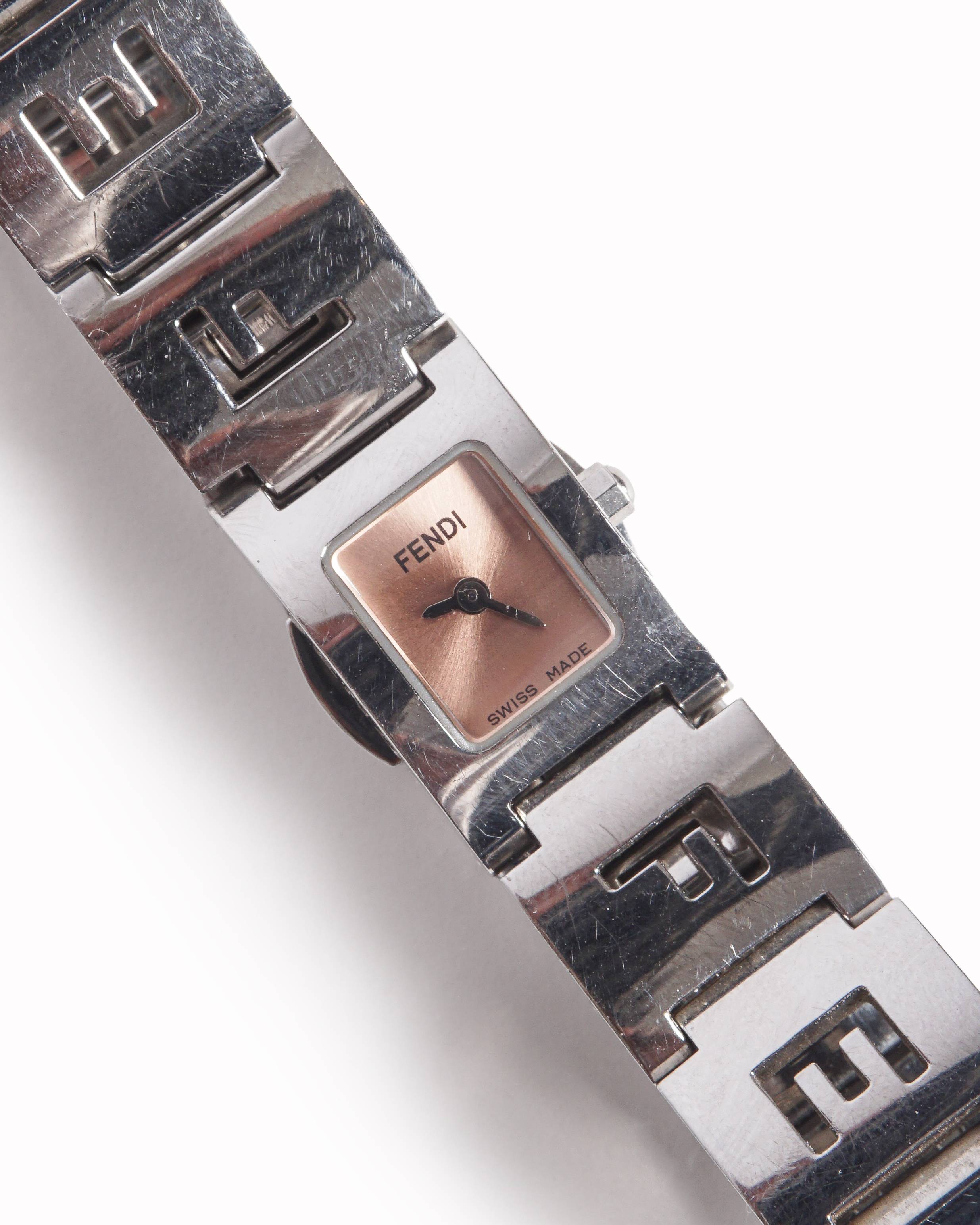 Vintage Fendi Swiss Made Silver-Tone Logo Cutout Watch