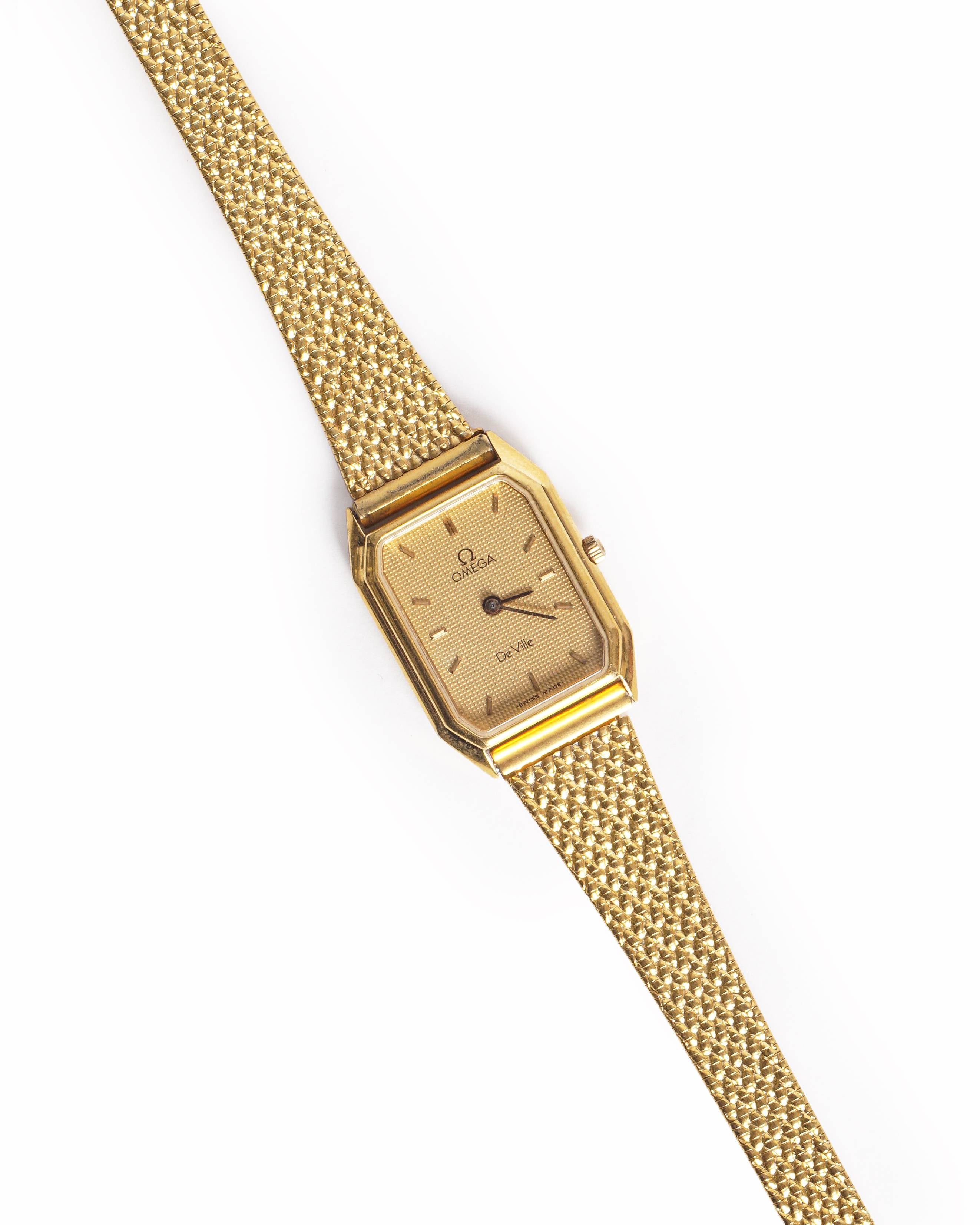 Vintage Omega De Ville Gold-Plated Quartz Mesh Watch