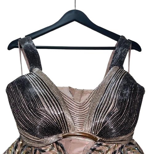 Amit Aggarwal Metallic Striped Gown