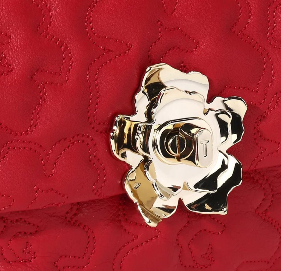 Ted Baker Red Leather Quiletd Crossbody Bag