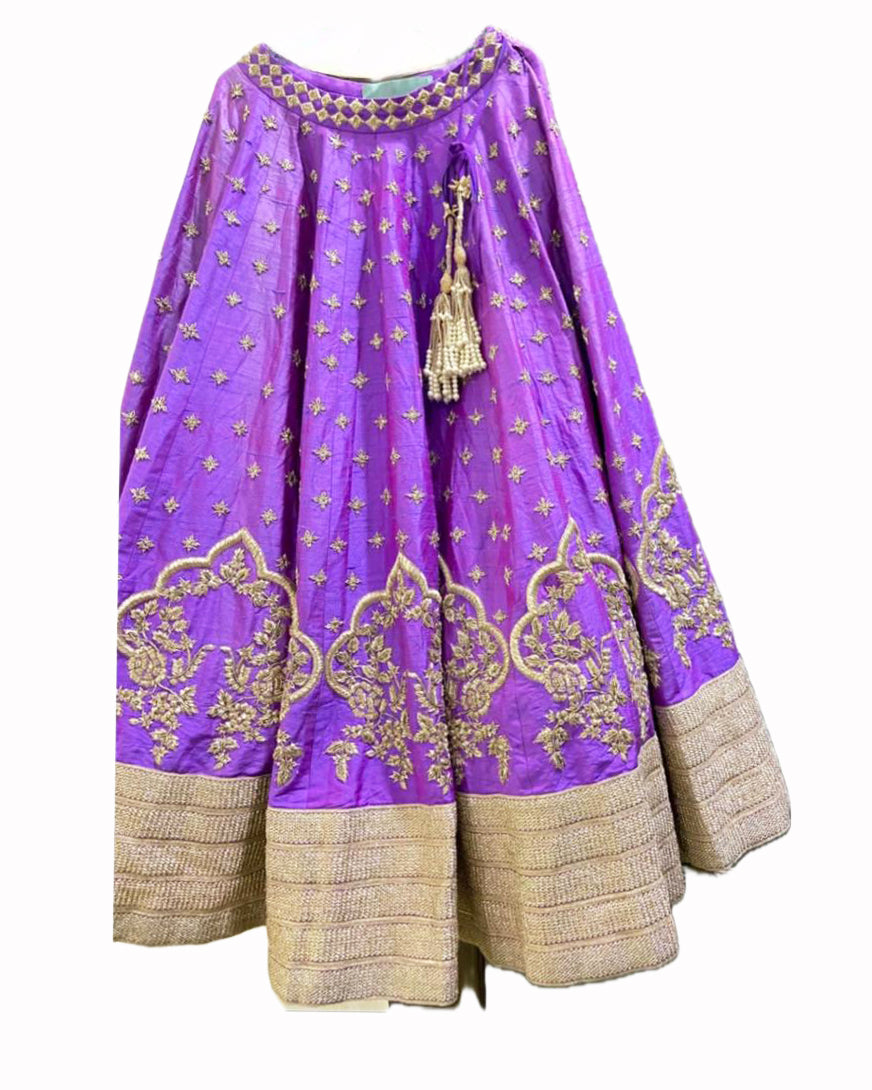 Anushree reddy green and purple embroidered lehenga set