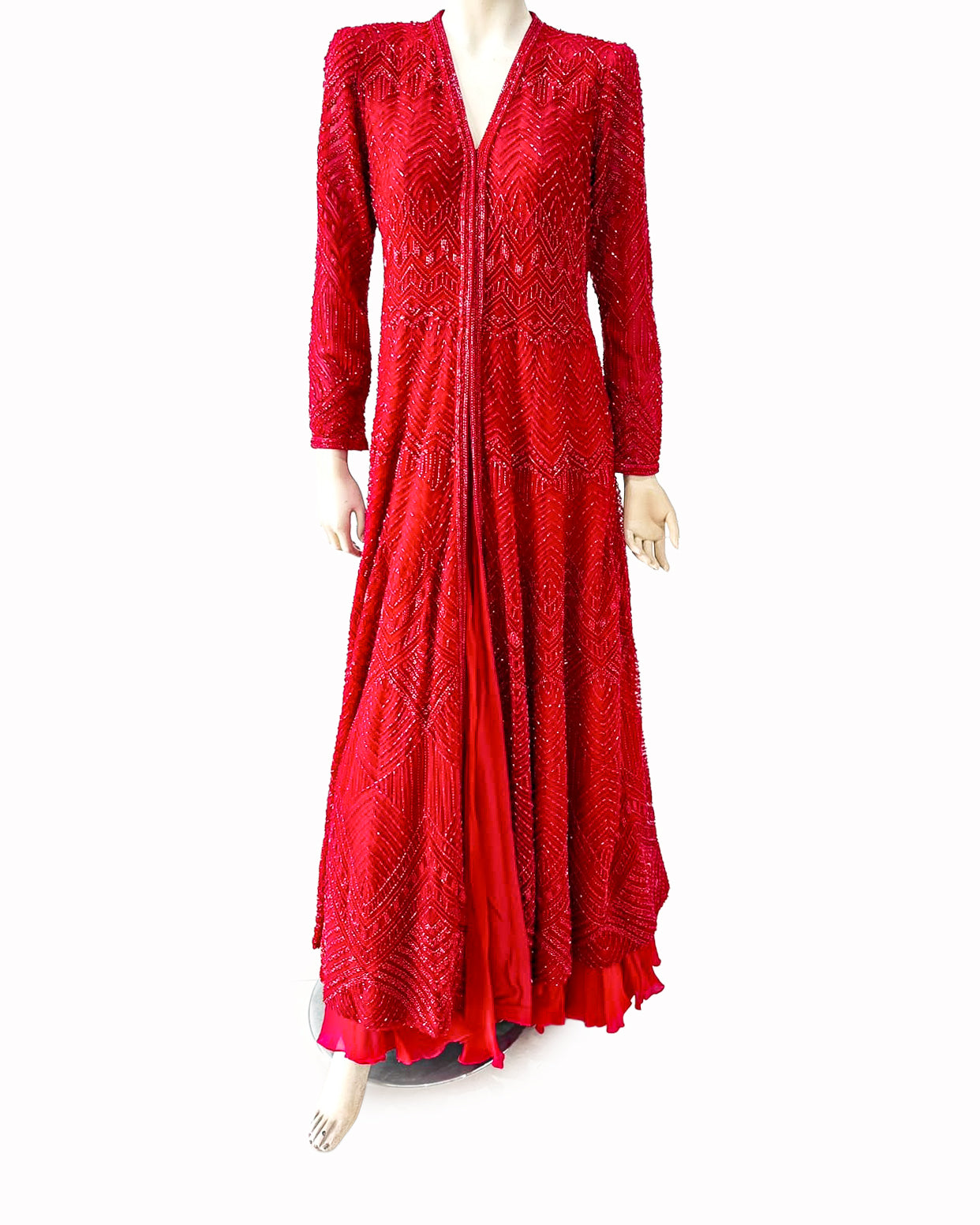 Ritika Mirchandani Red Beaded Embroidered Jacket Anarkali Set