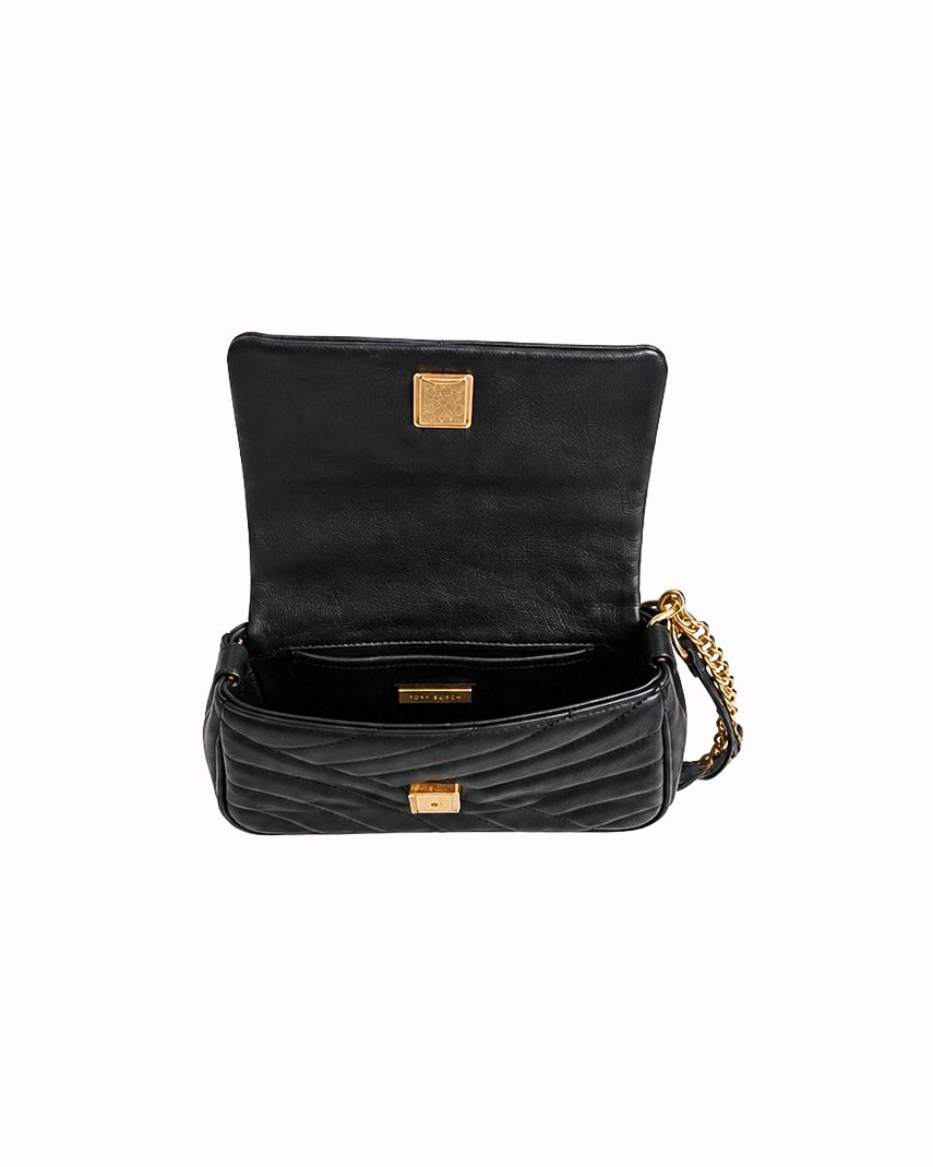 Tory Burch Black Quilted Leather Kira Chevron Convertible Shoulder Bag