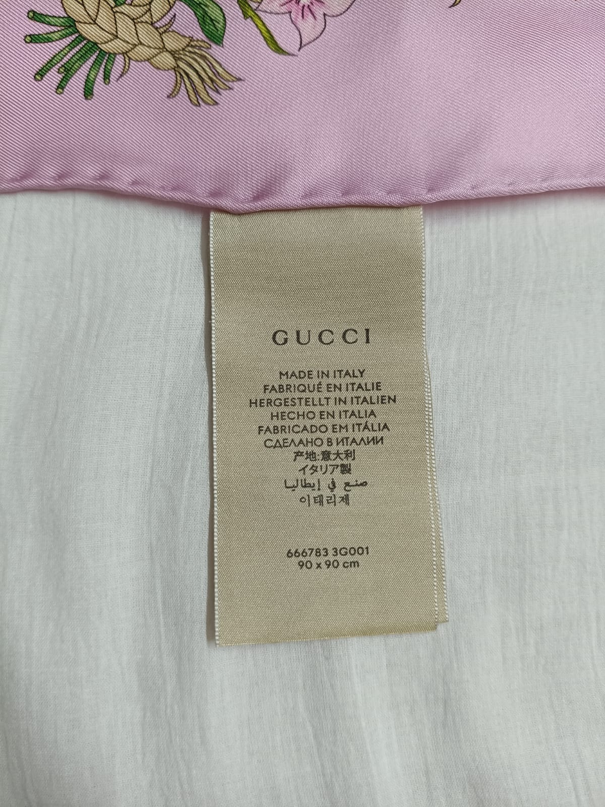 New Gucci Silk Flower Basket Printed Scarf In Silk