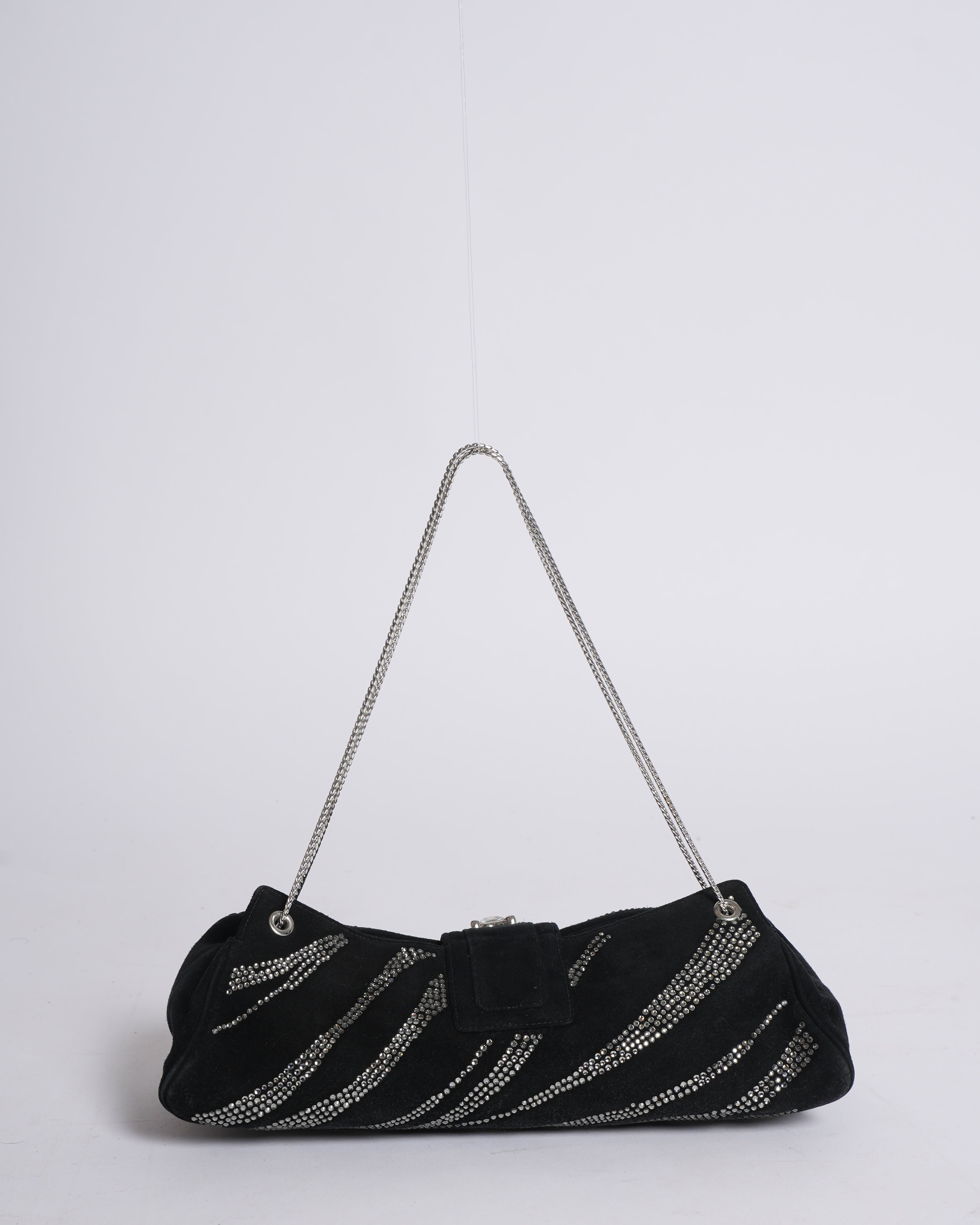 Judith Leiber Shoulder Bag In Black Suede