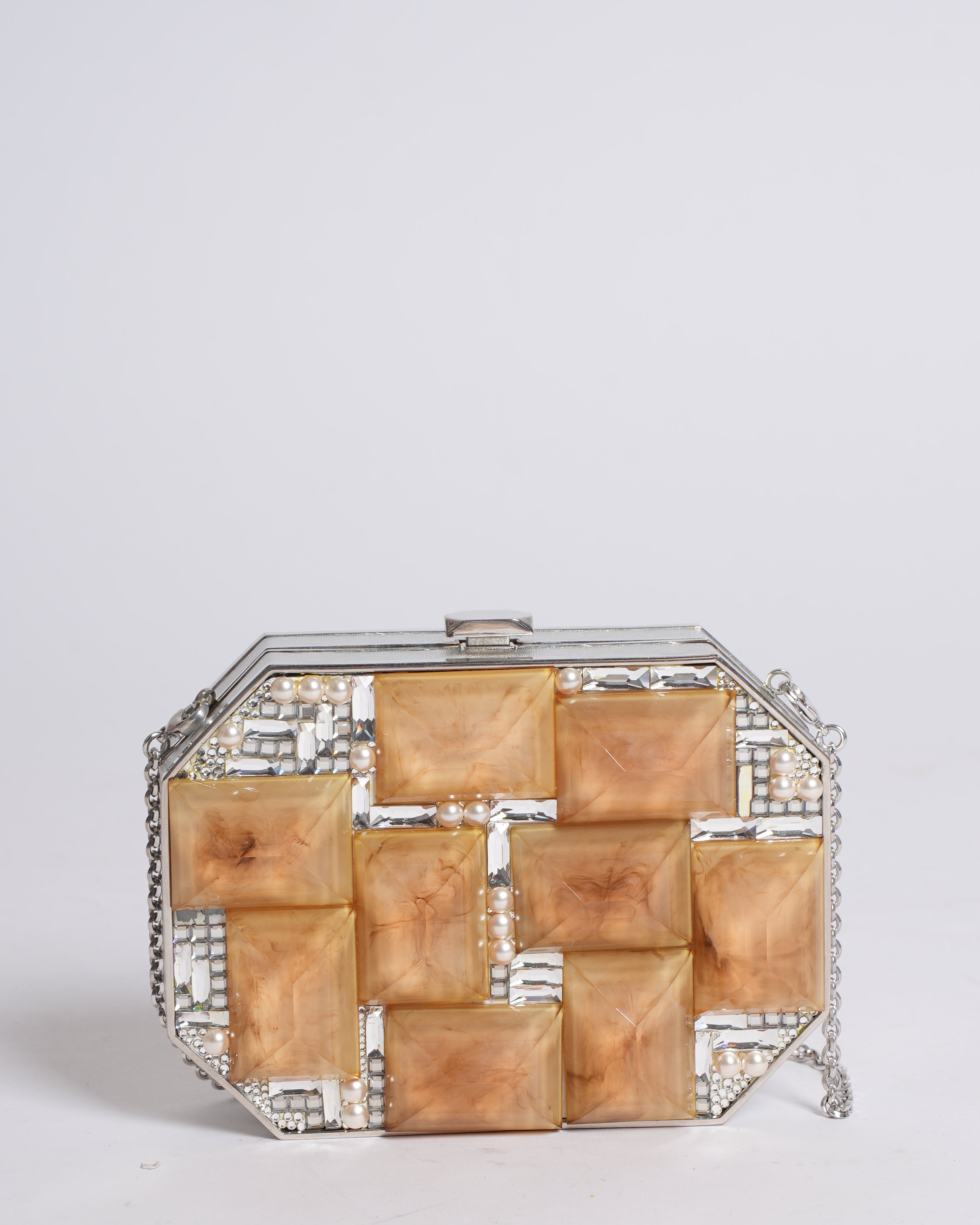 Judith Leiber Pearl & Crystal Clutch With Crossbody