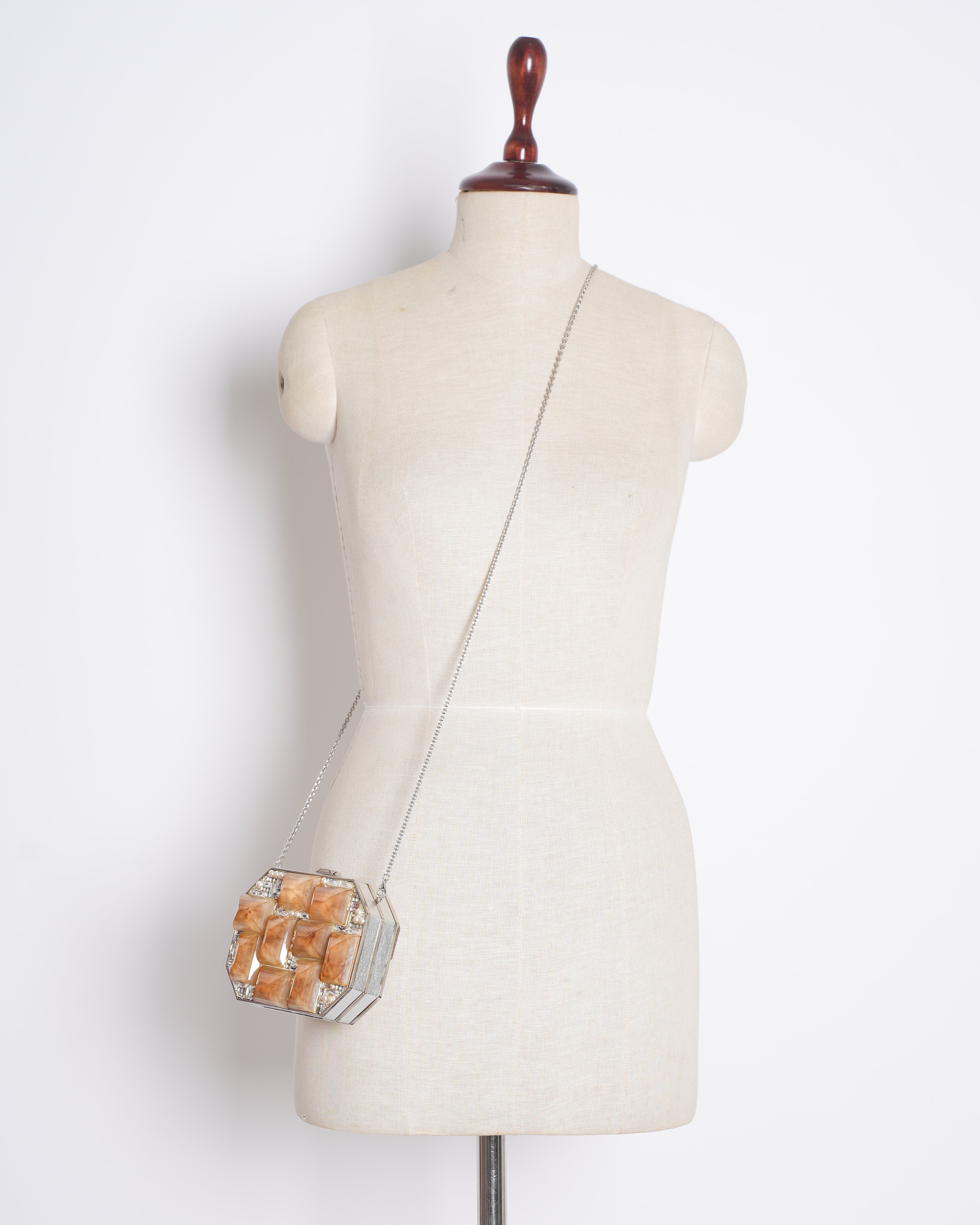 Judith Leiber Pearl & Crystal Clutch With Crossbody