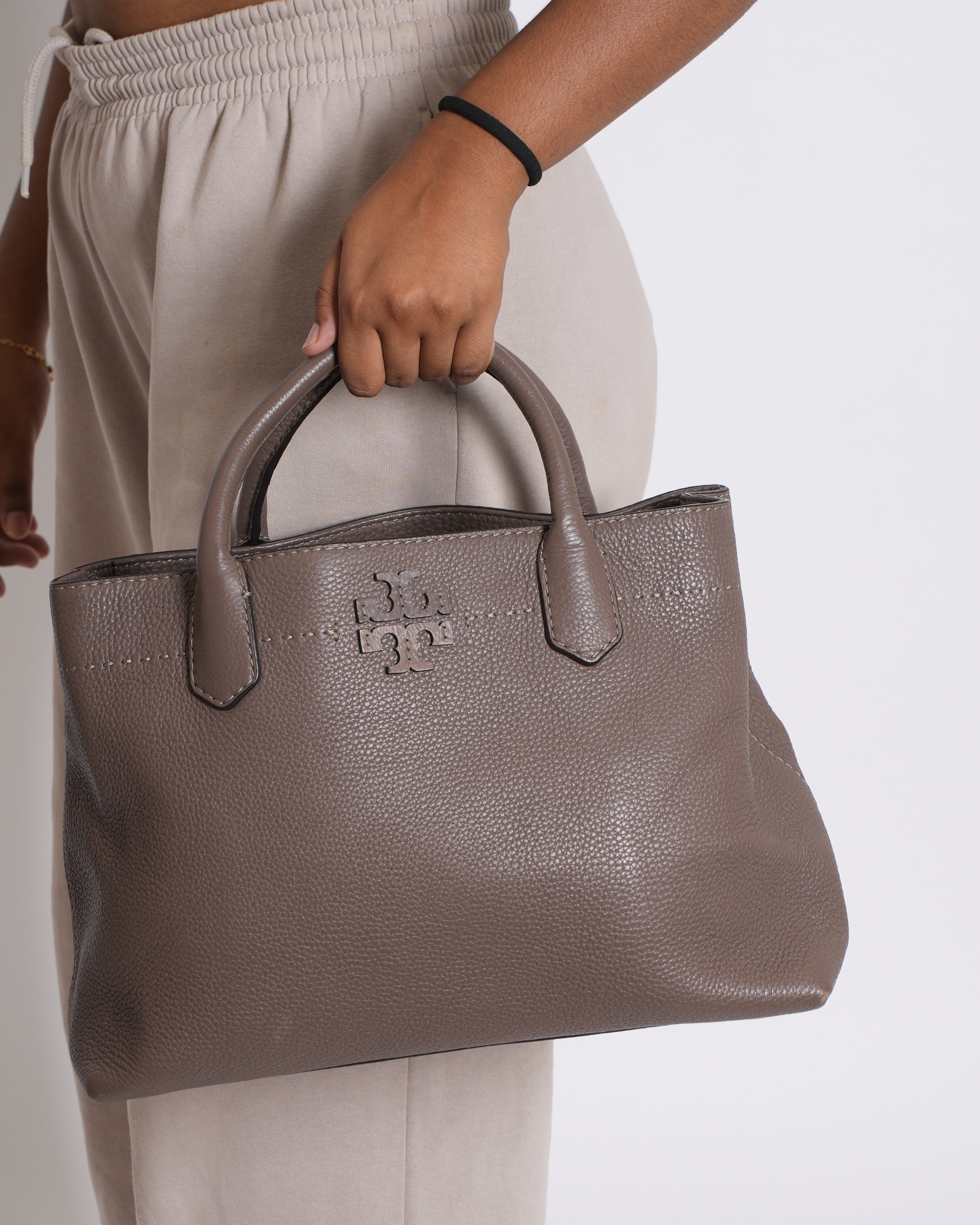 Tory Burch McGraw Satchel In Grey