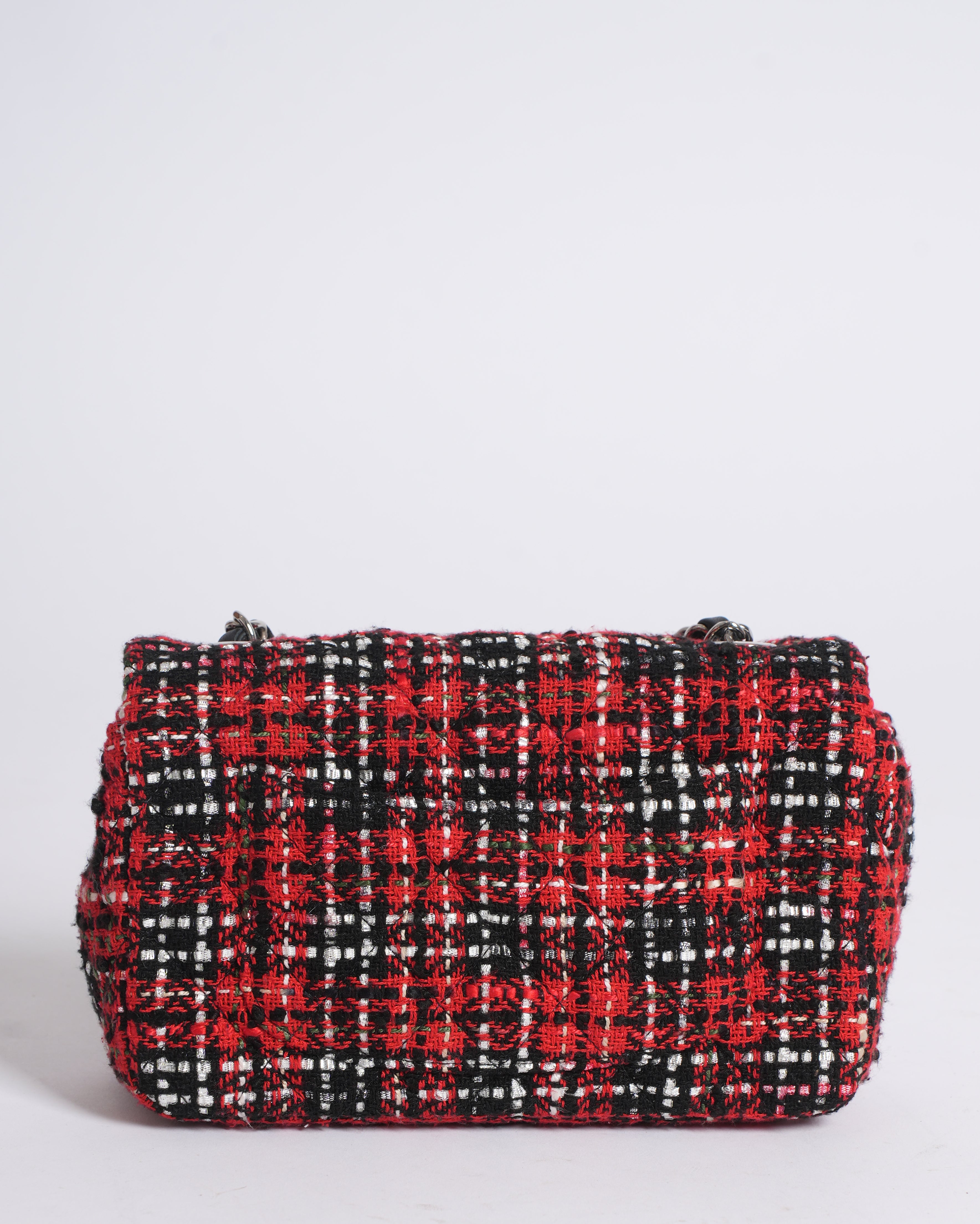 New Chanel Red Mini Tweed Single Flap Bag