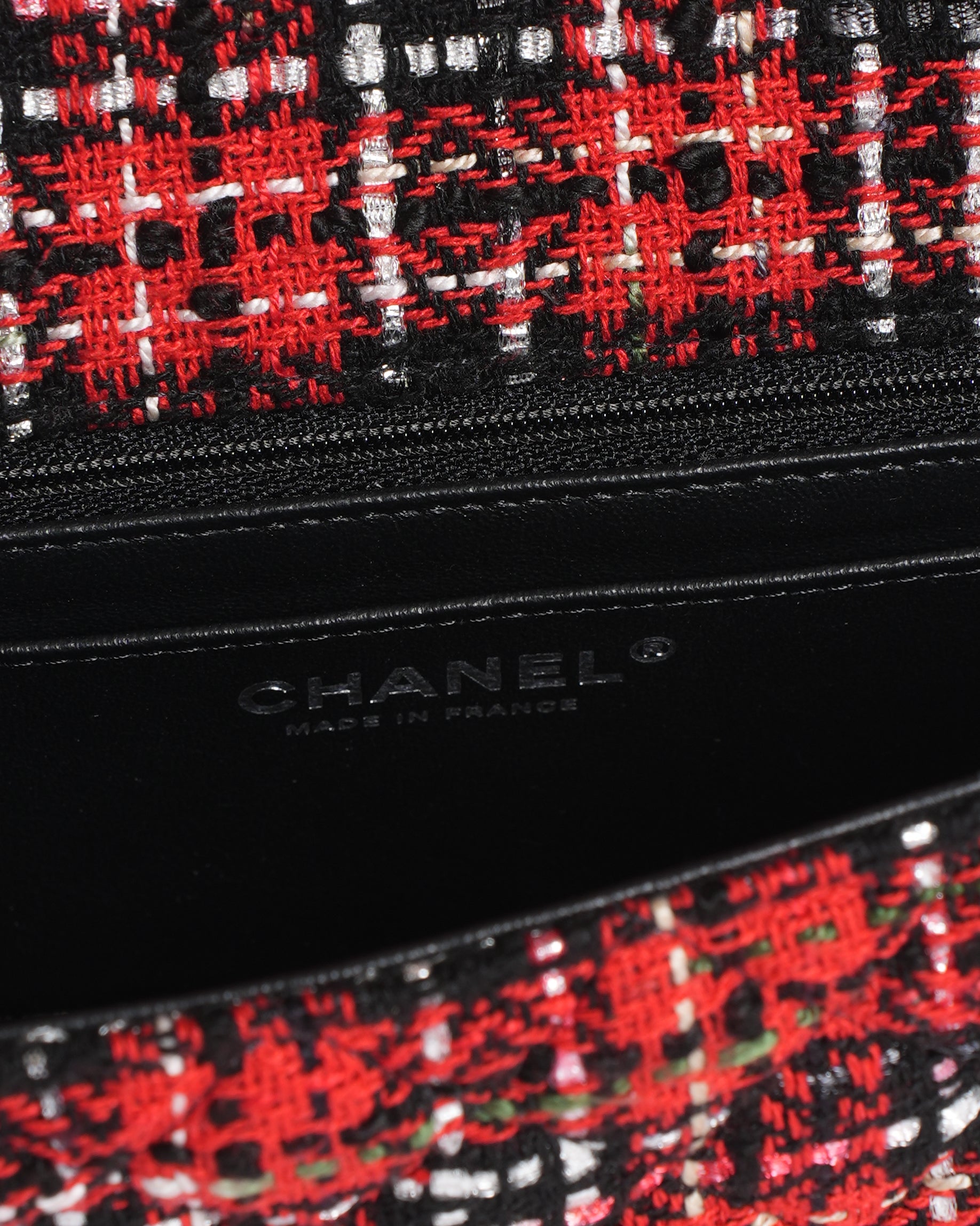 New Chanel Red Mini Tweed Single Flap Bag
