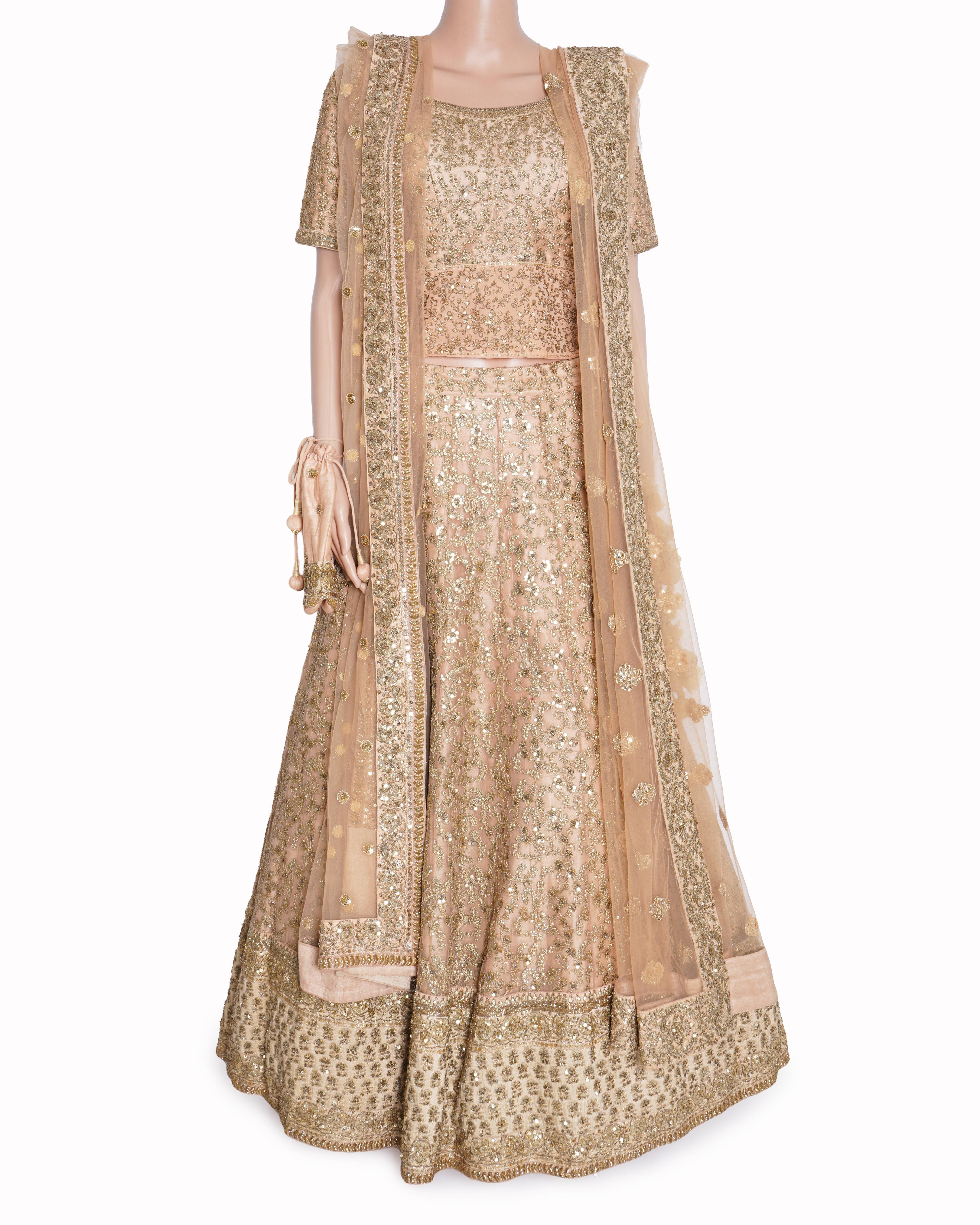 Sabyasachi light peach embroidered lehenga set of 5