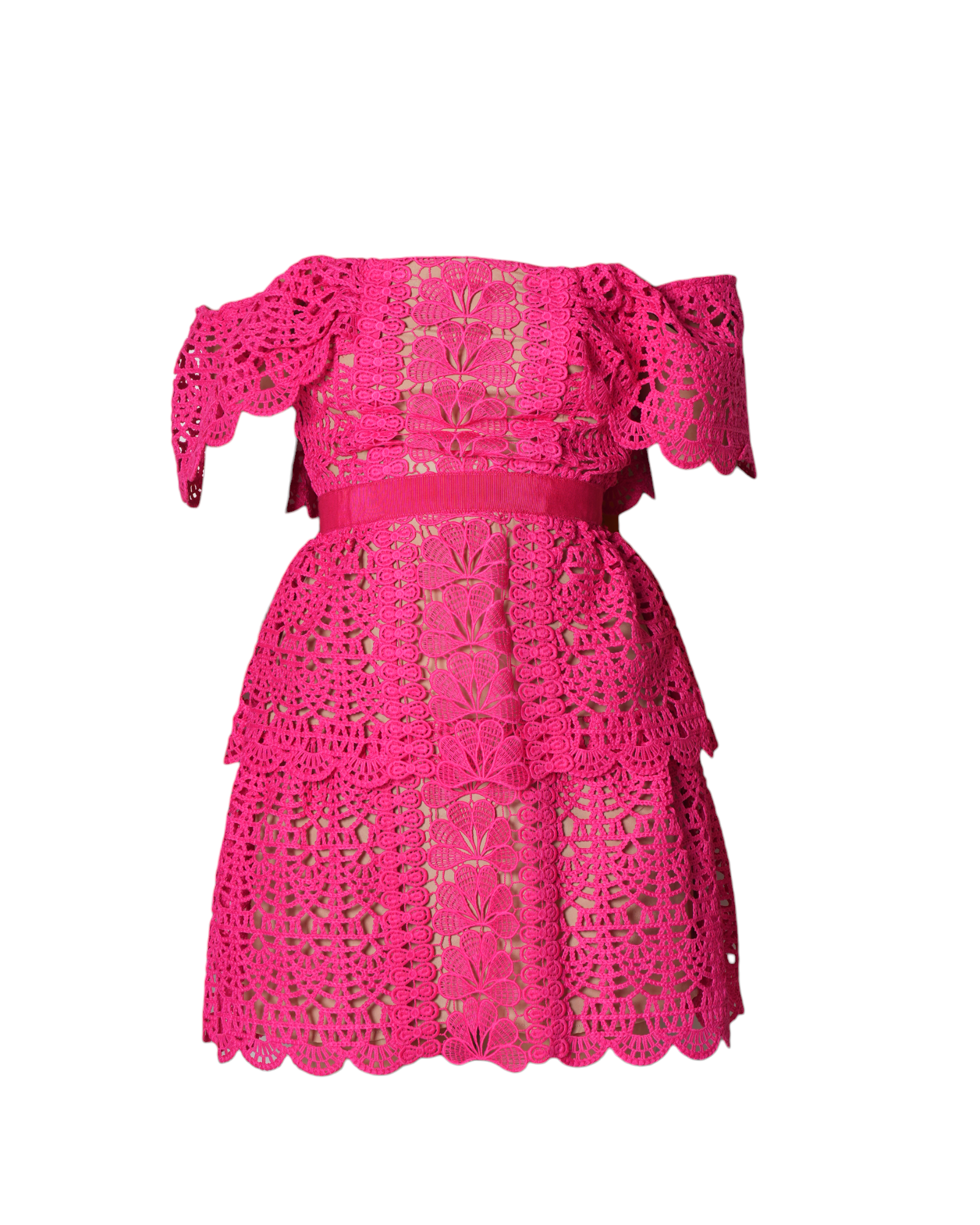 New Self Portrait Off-Shoulder Mini Lace Dress